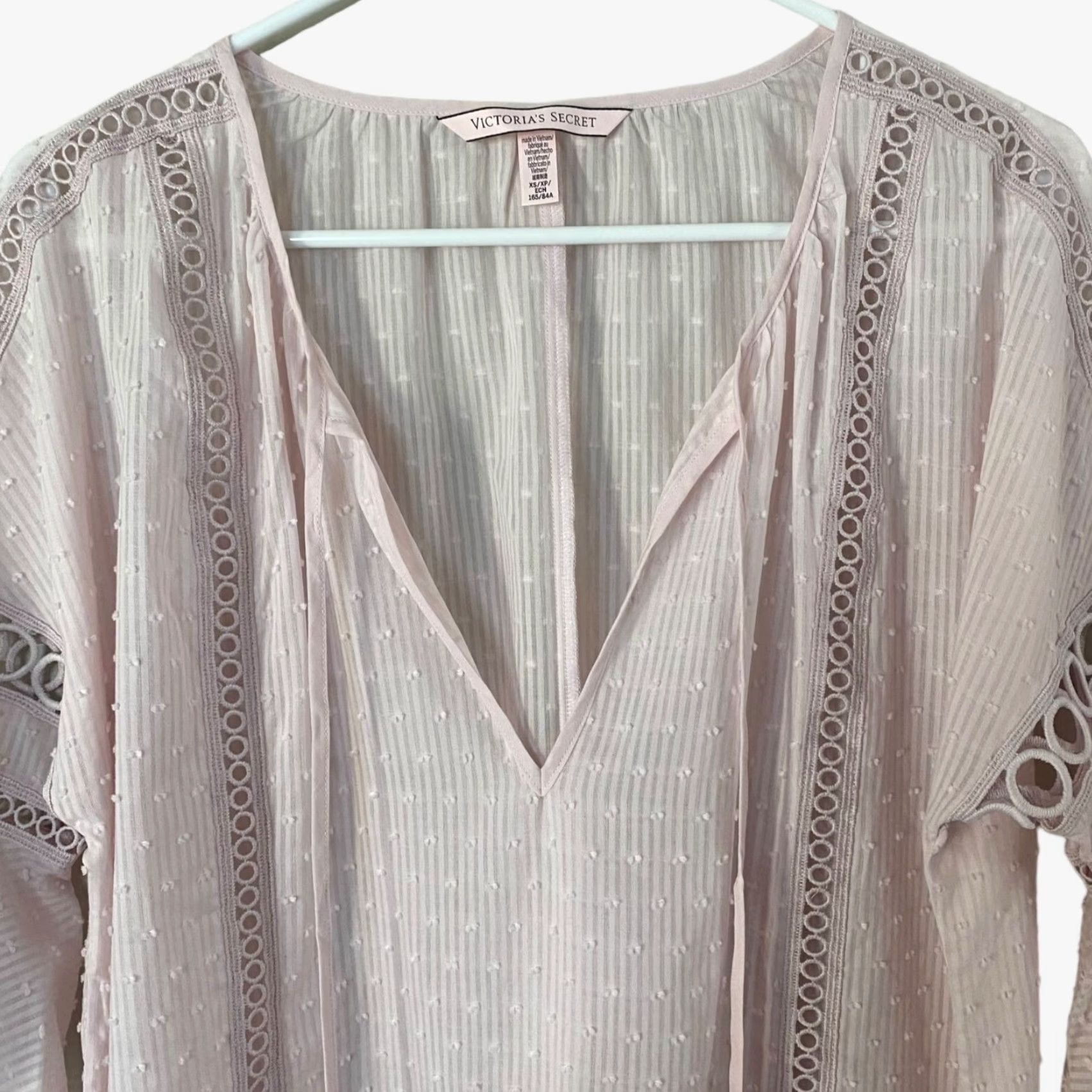 Victoria's Secret Victoria's Secret Tunic Women's XS Pink Sheer 3/4-Sleeve Boho Coverup V Neck Size XS / US 0-2 / IT 36-38 - 5 Thumbnail