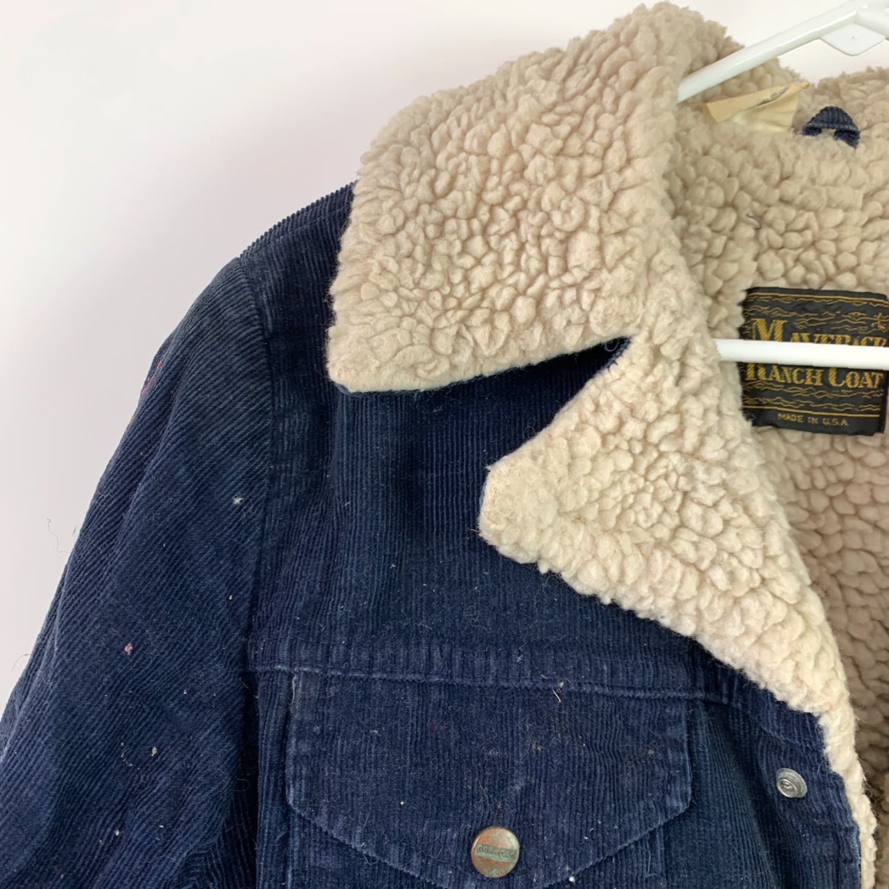 Vintage VINTAGE Maverick Ranch Coat Corduroy Sherpa Blue Mens Large 3JL57NV Size US L / EU 52-54 / 3 - 2 Thumbnail