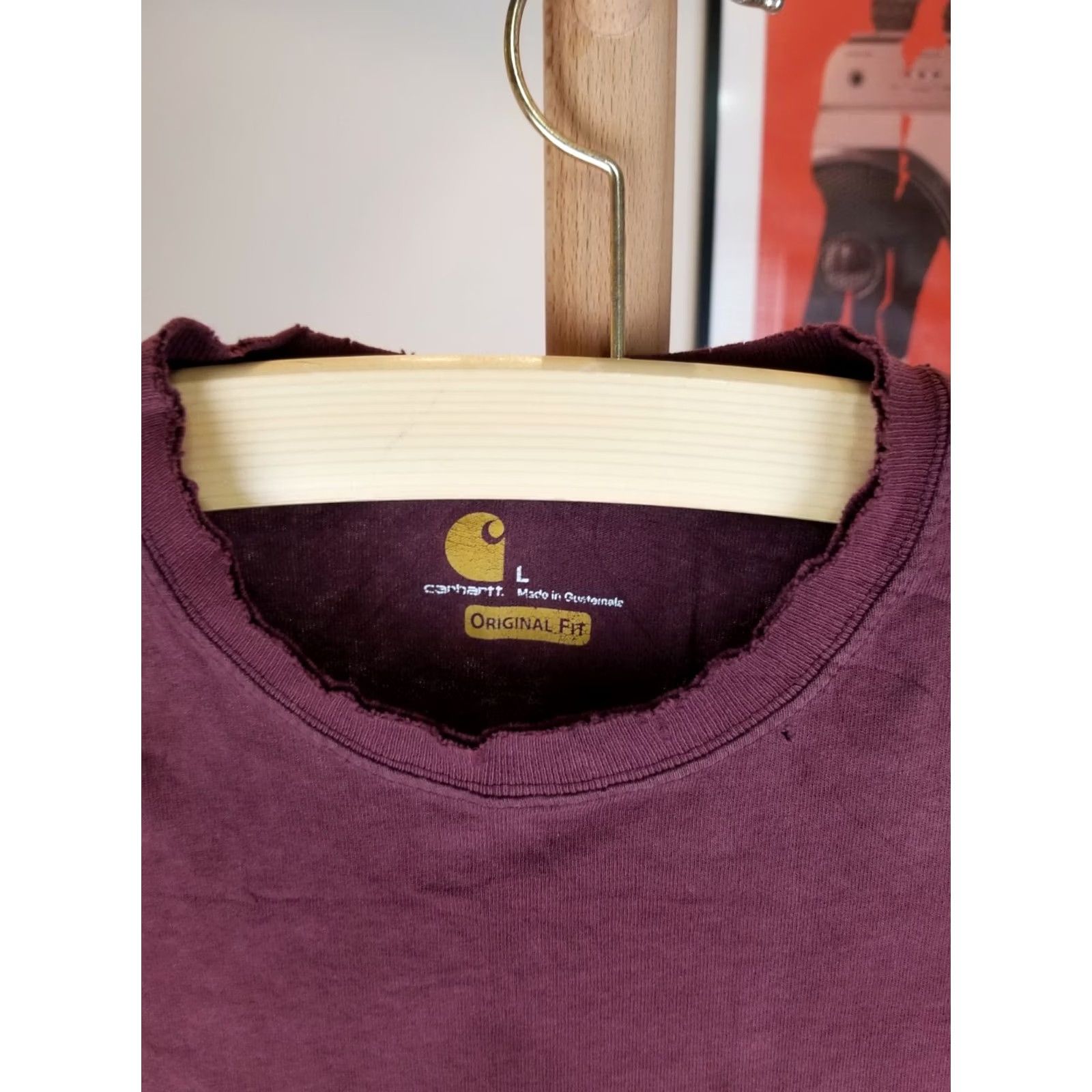 Carhartt VINTAGE Carhartt T-Shirt One Pocket Gradient Sun Faded Distressed Trashed L Red Cotton Short Sleeve Crew Neck Men Size US L / EU 52-54 / 3 - 5 Thumbnail