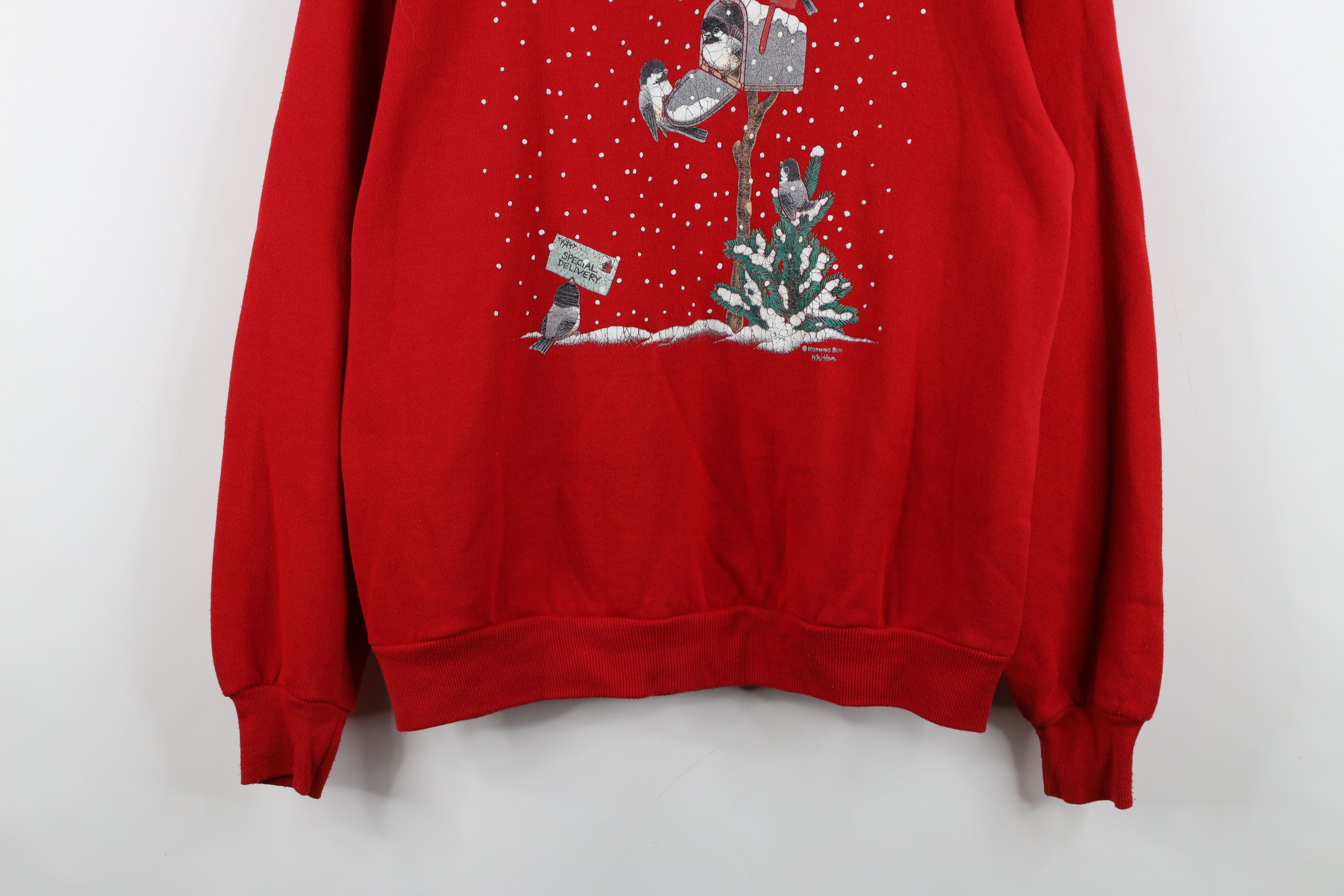 Vintage Vintage 90s Streetwear Winter Snow Birds Sweatshirt Red USA Size M / US 6-8 / IT 42-44 - 3 Thumbnail