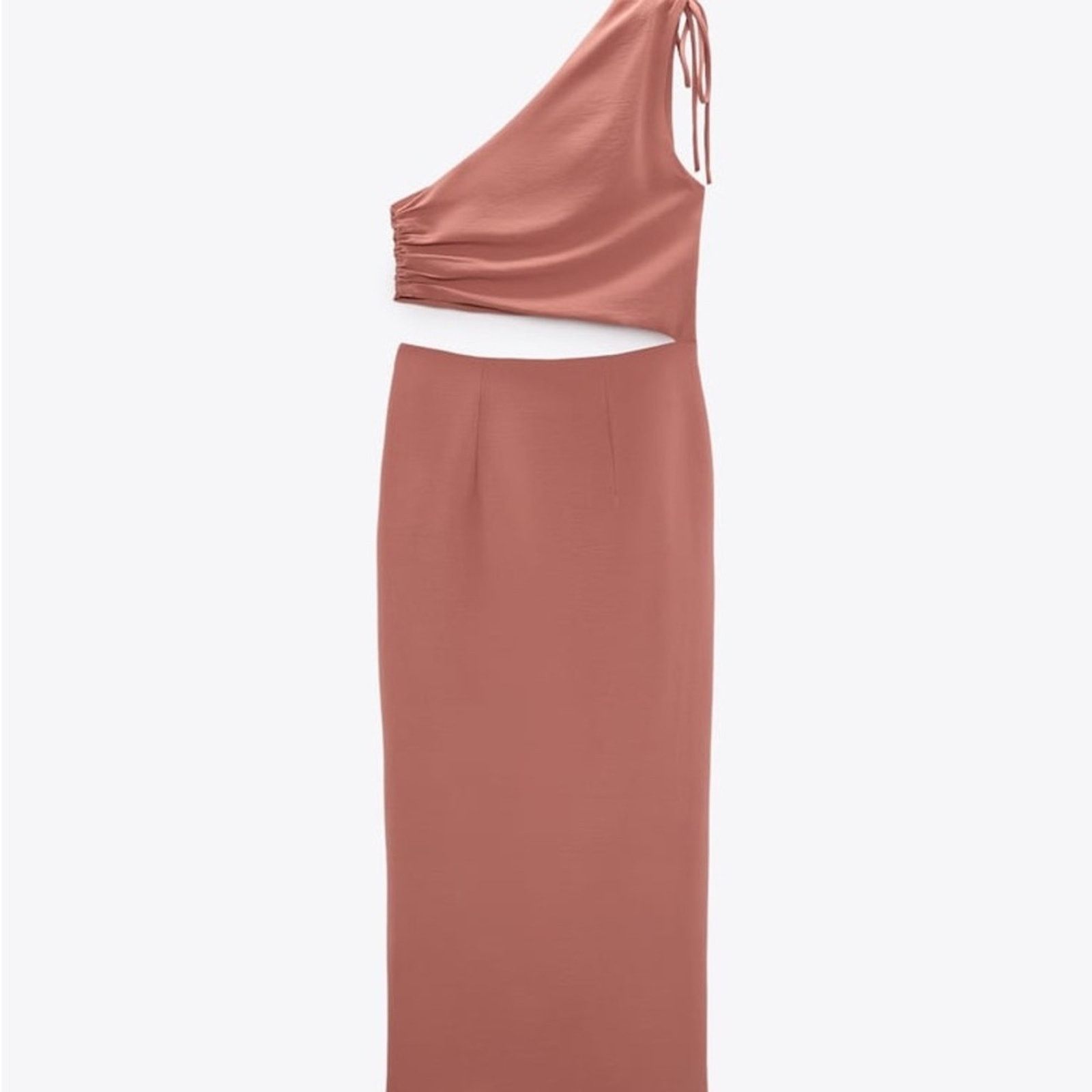 Zara ZARA DRAPED ASYMMETRIC DRESS MARSALA Size L / US 10 / IT 46 - 8 Thumbnail