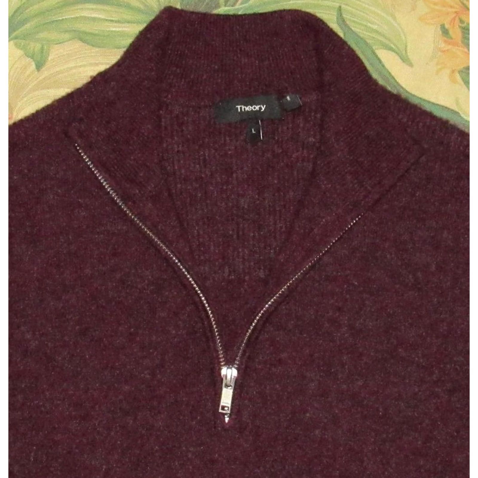Theory THEORY Plum Cashmere Hilles Quarter Zip Sweater L Mens Size US L / EU 52-54 / 3 - 2 Thumbnail