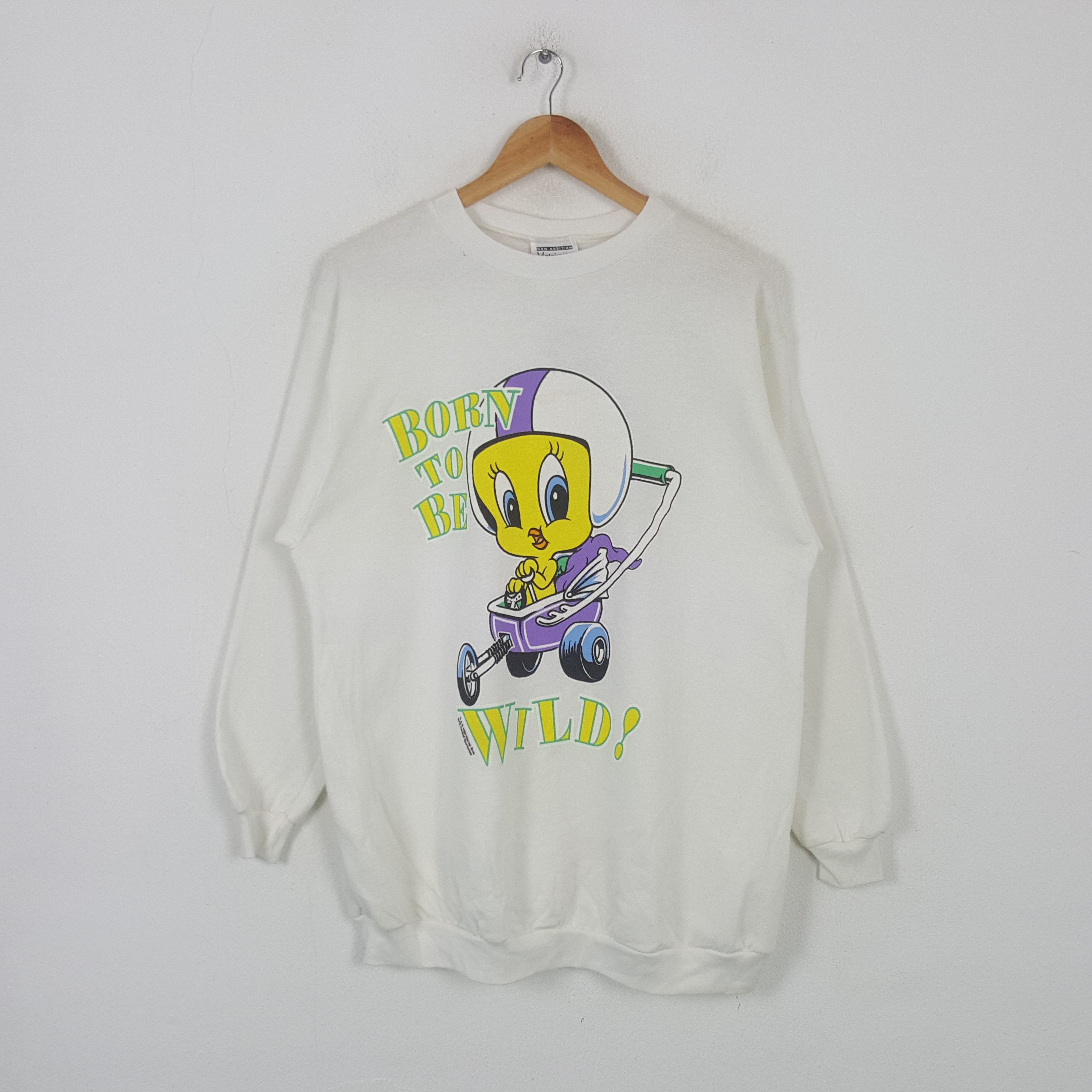 Warner Bros Vintage 90's Tweety Bird Born To Be Wild Sweatshirt RR6 Size US M / EU 48-50 / 2 - 1 Thumbnail