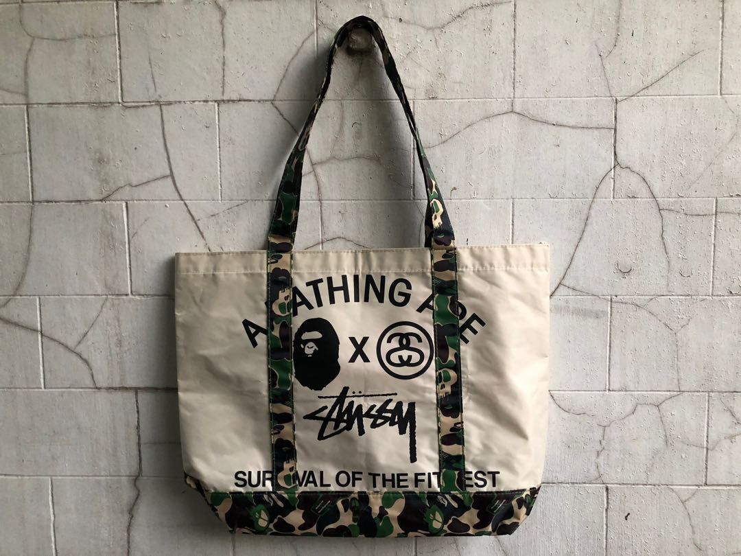 Bape x Stussy Tote Bag + Magasine in Green, Men's