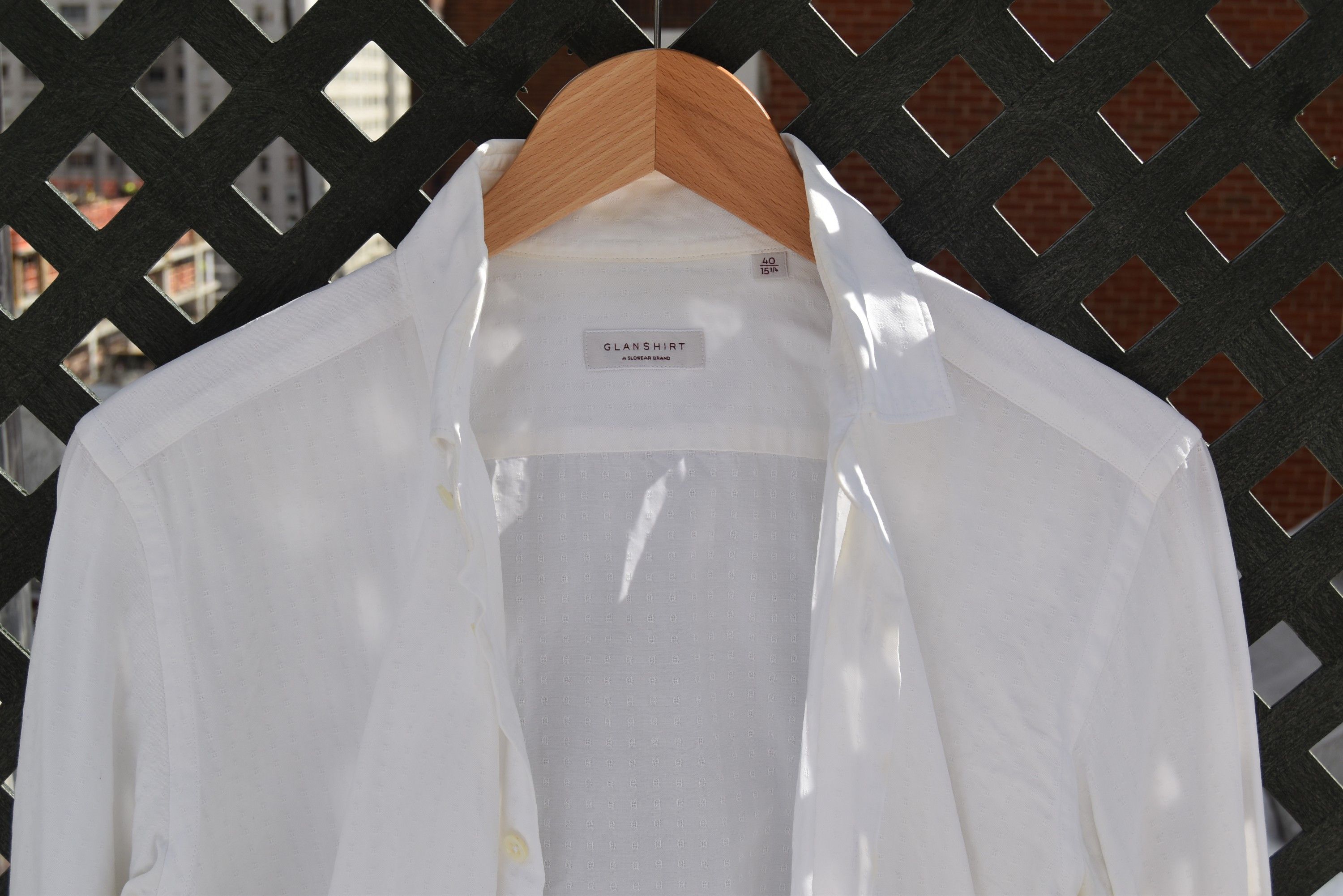 Incotex Glanshirt by Incotex white cotton jacquard button-down shirt Size US M / EU 48-50 / 2 - 1 Thumbnail
