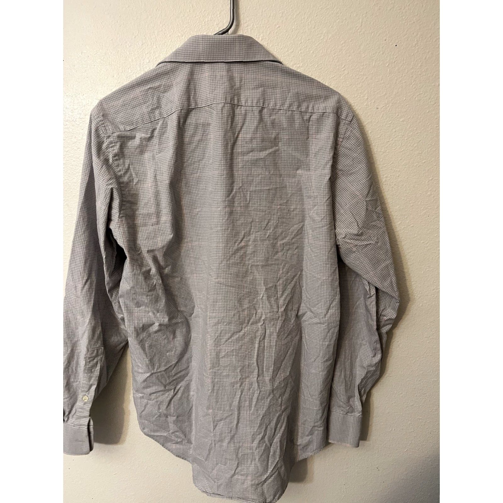 DKNY DKNY Slim Fit Gray Gingham Plaid Dress Shirt for Men, Size 15, Long Sleeve Size 40R - 2 Thumbnail