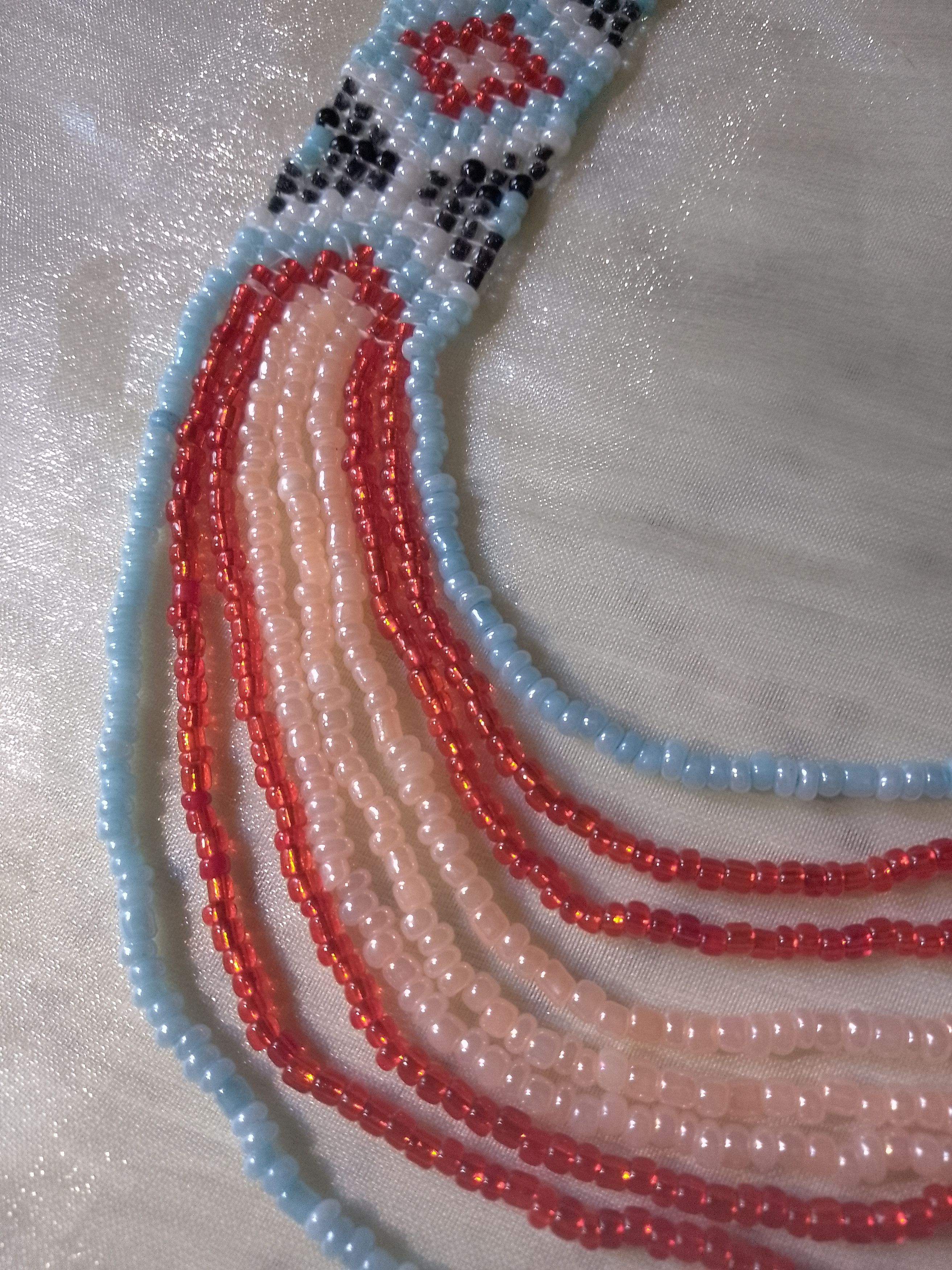 Handmade Necklace Long Ethnic Native Americans Pattern Multithread Size ONE SIZE - 7 Thumbnail