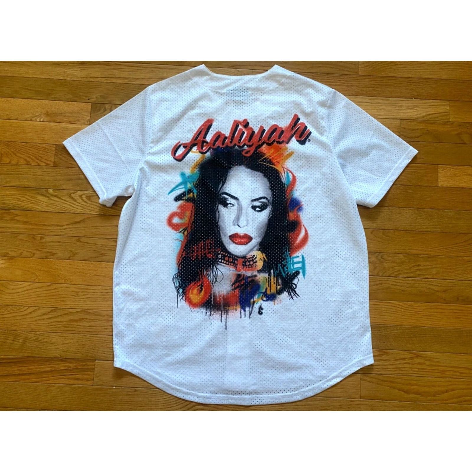 Prince Aaliyah Princes of R&B Baseball Jersey Mens White XXL Short Sleeve Button-Up Shirt Size US XXL / EU 58 / 5 - 2 Thumbnail