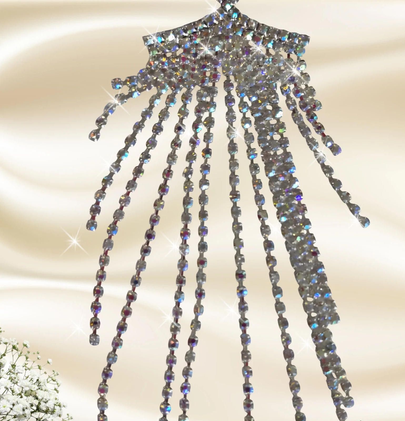 The Unbranded Brand Rhinestone Earrings Aroura Borealis Dangle Elegant NEW Size ONE SIZE - 4 Thumbnail