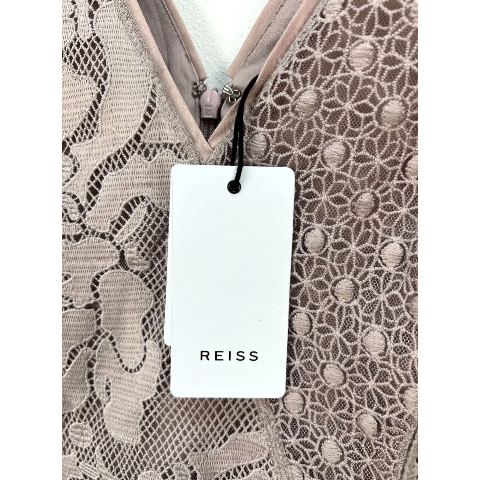 Reiss Reiss Dress Bodycon Lace Ash Pink UK12 US8 M Regular 100% Cotton Sleeveless Long Party/Cocktail Women Size M / US 6-8 / IT 42-44 - 6 Thumbnail