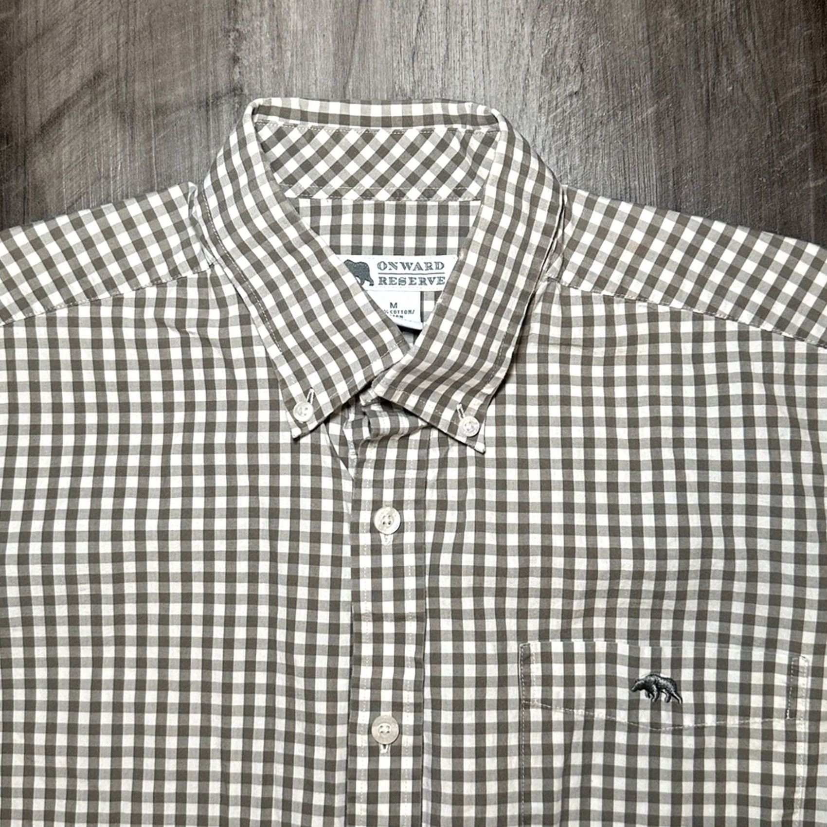 Vintage Onward Reserve Gingham Checkered Long Sleeve Button Down Medium Mens Tan Size US M / EU 48-50 / 2 - 5 Thumbnail