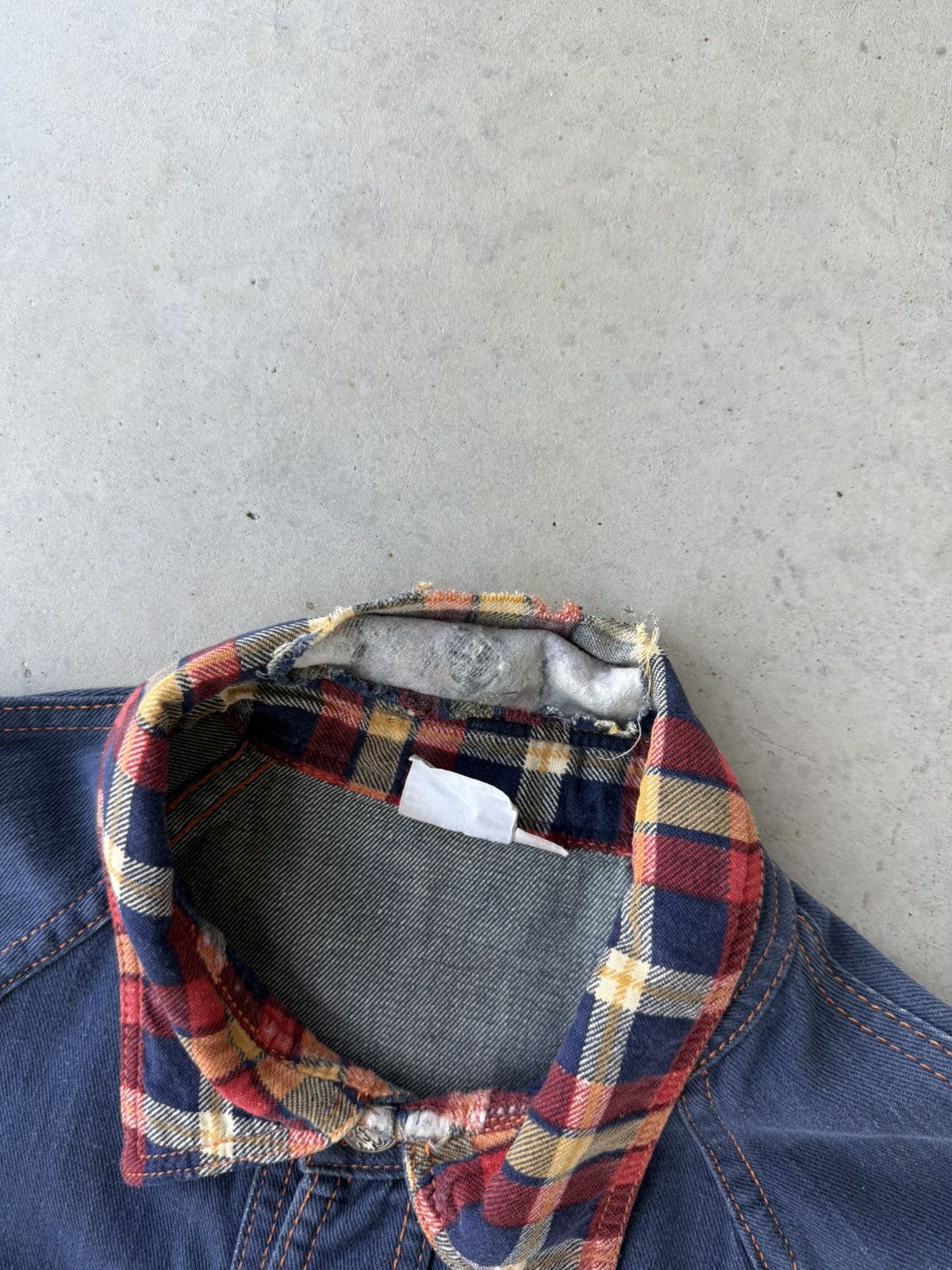 Vintage Vintage 80s Denim Plaid Collared Chore Coat Size US XL / EU 56 / 4 - 7 Thumbnail