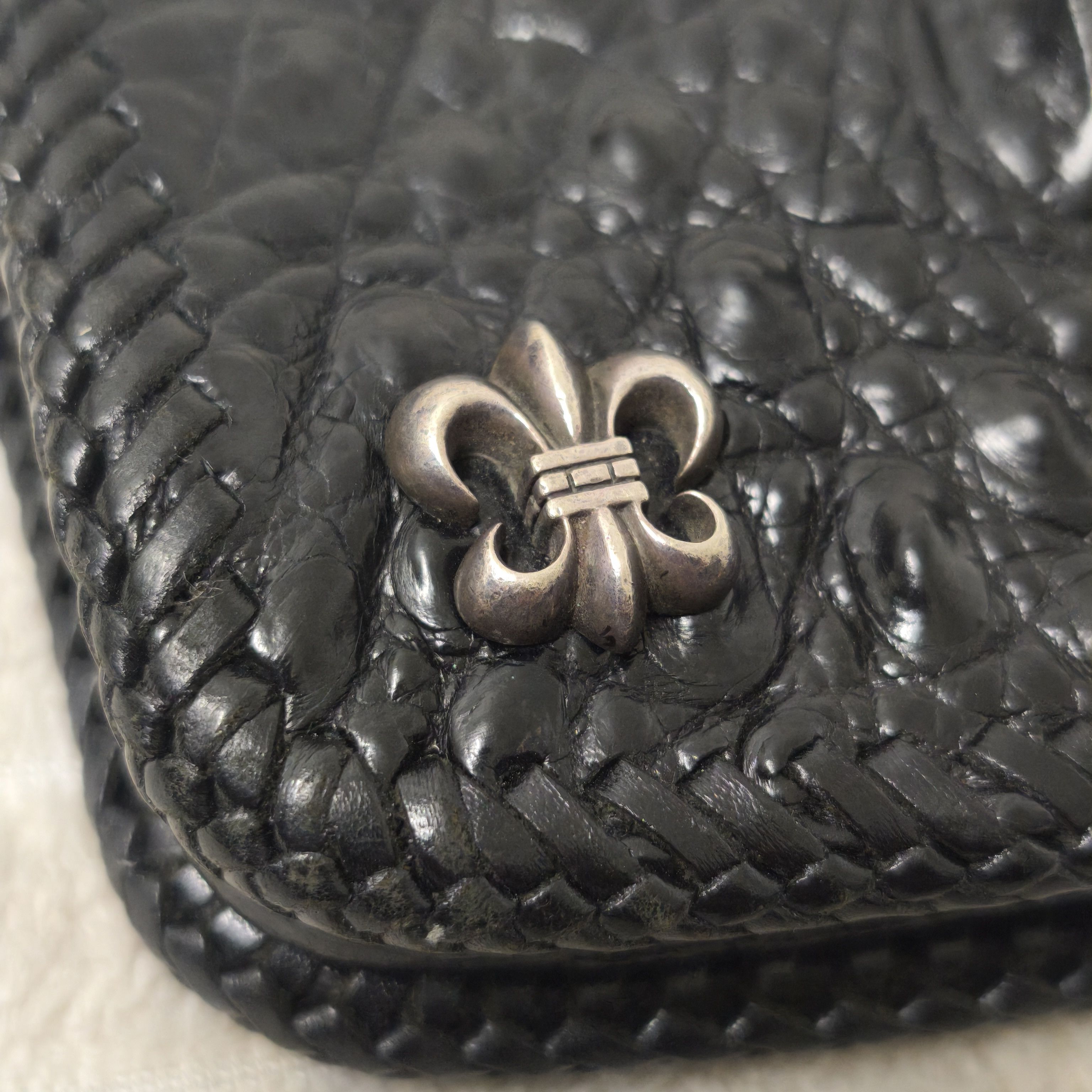 Japanese Brand Alzuni Crocodile Leather Long Wallet Silver Hardware Biker Size ONE SIZE - 10 Thumbnail