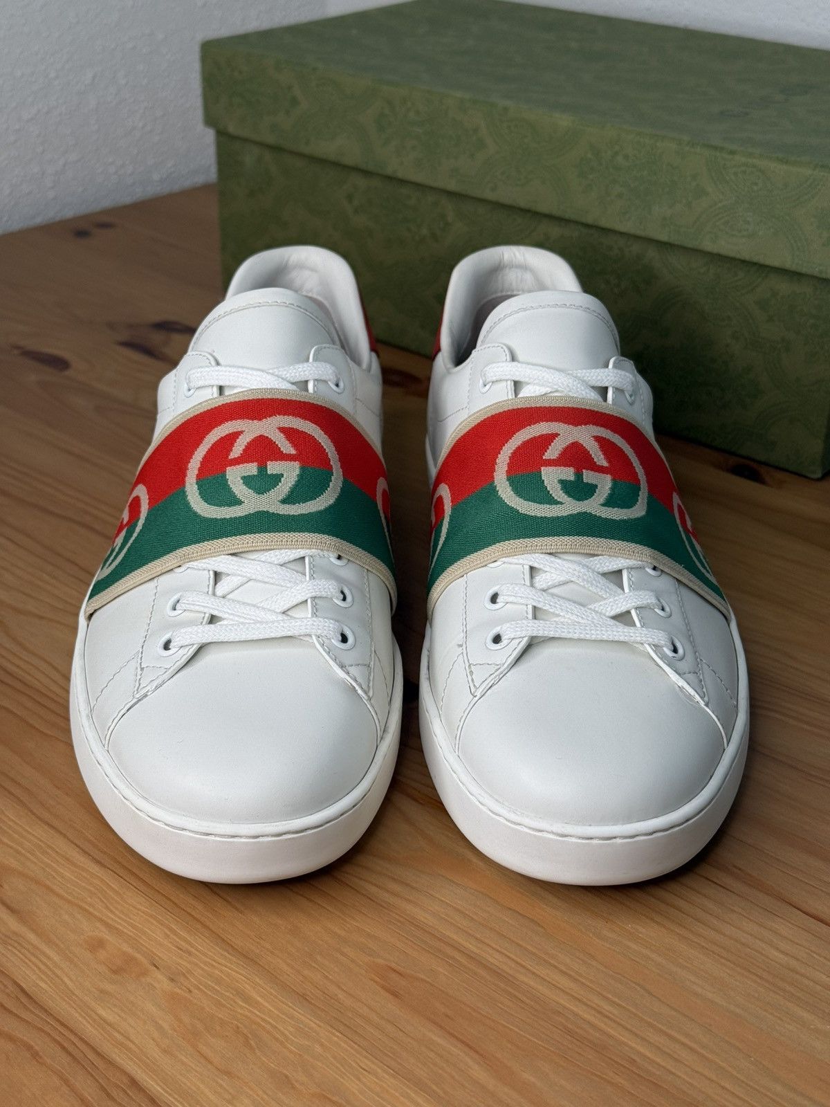 Gucci Gucci Ace Elastic Web Interlocking GG White Size 10 Size US 10 / EU 43 - 2 Thumbnail