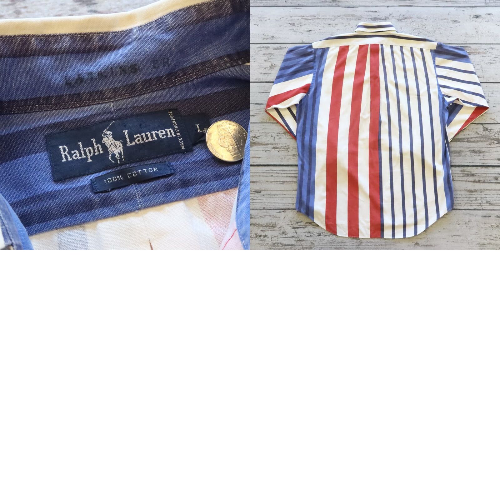 Ralph Lauren VINTAGE Ralph Lauren Polo Shirt Men L Blue Striped Button-Down 90s CP RL 92 Size US L / EU 52-54 / 3 - 8 Thumbnail