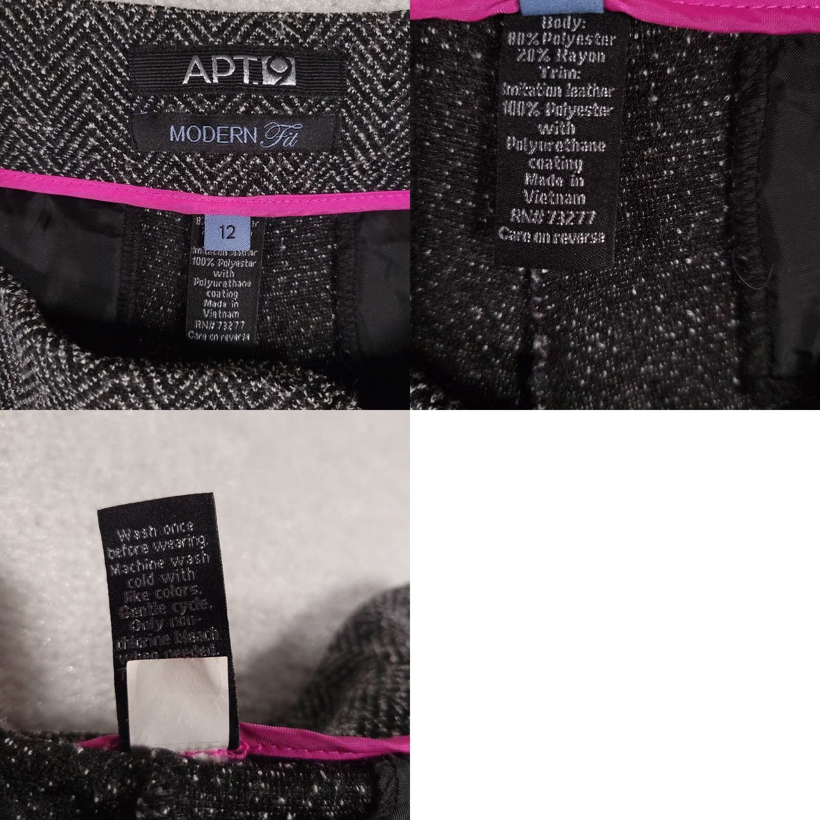 Apt. 9 Apt. 9 Womens Ankle Pants Size 12 Gray Chevron Zip Pockets Tapered Inseam 28 in Regular Carded Used Good Condition Size 34" / US 12 / IT 48 - 9 Thumbnail