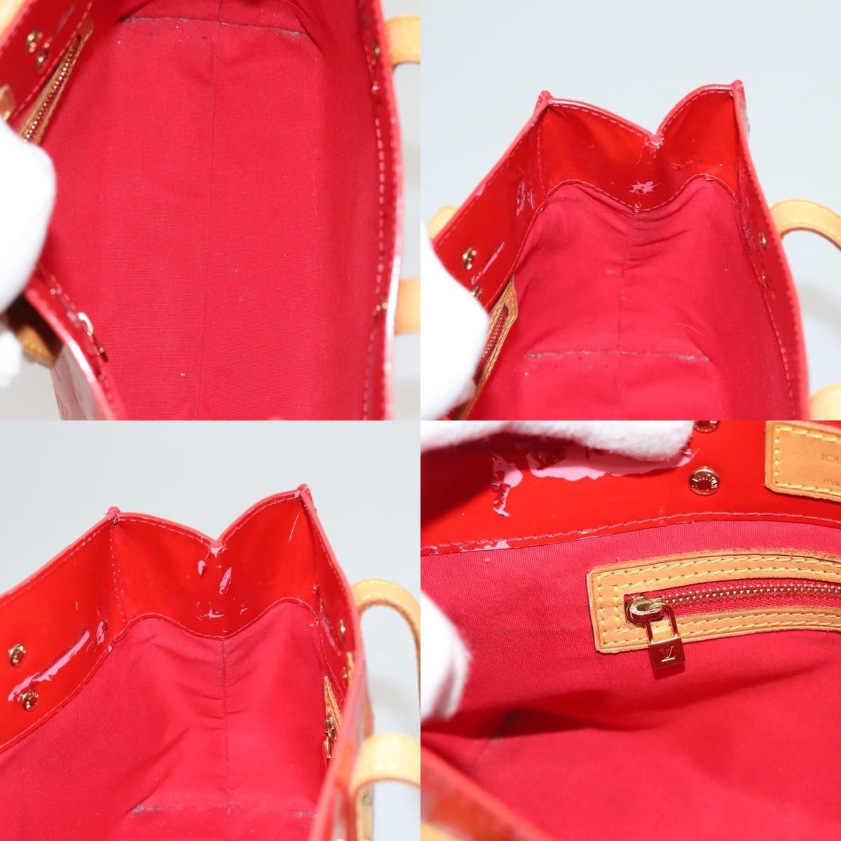 Louis Vuitton LOUIS VUITTON Monogram Vernis Reade PM Hand Bag Red Rouge Size ONE SIZE - 12 Thumbnail