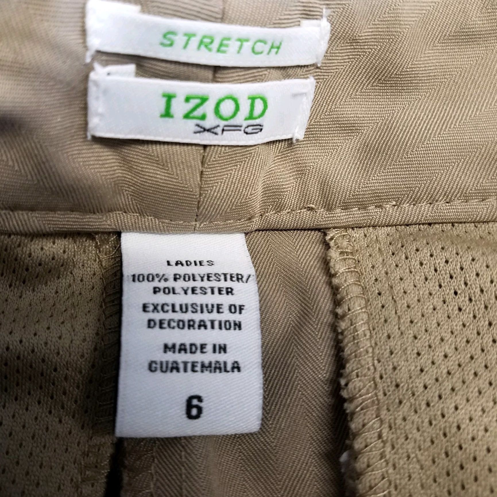 Izod VINTAGE IZOD XFG Womens Capri Pants Sz 6 Tan Mid Rise Polyester Crop Capris Womens 6 Brown Capris Mens? Size 28" / US 6 / IT 42 - 5 Thumbnail