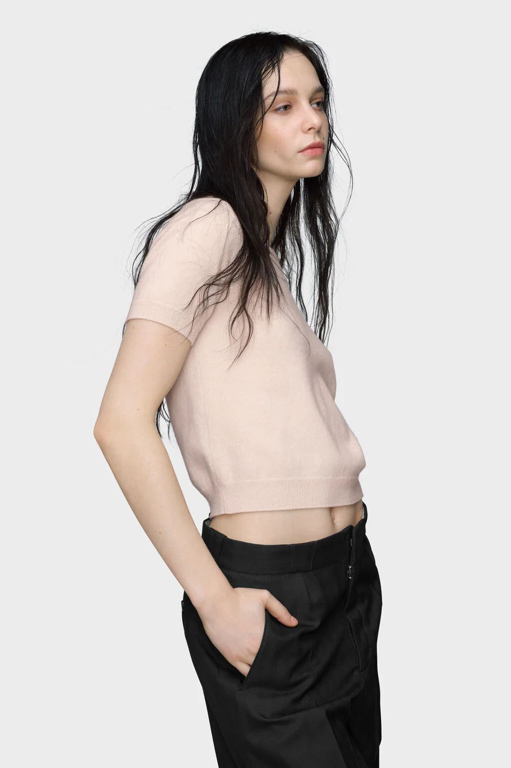 Maison Margiela o1w1db10526 Crewneck Knit Top in Pale Pink Size L / US 10 / IT 46 - 3 Thumbnail
