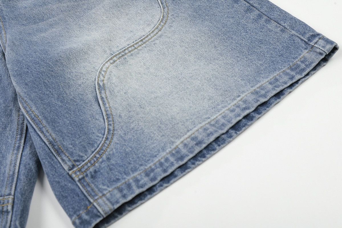 Vintage Men's Retro Washed Straight Leg Patchwork Denim Shorts Size US 32 / EU 48 - 5 Thumbnail