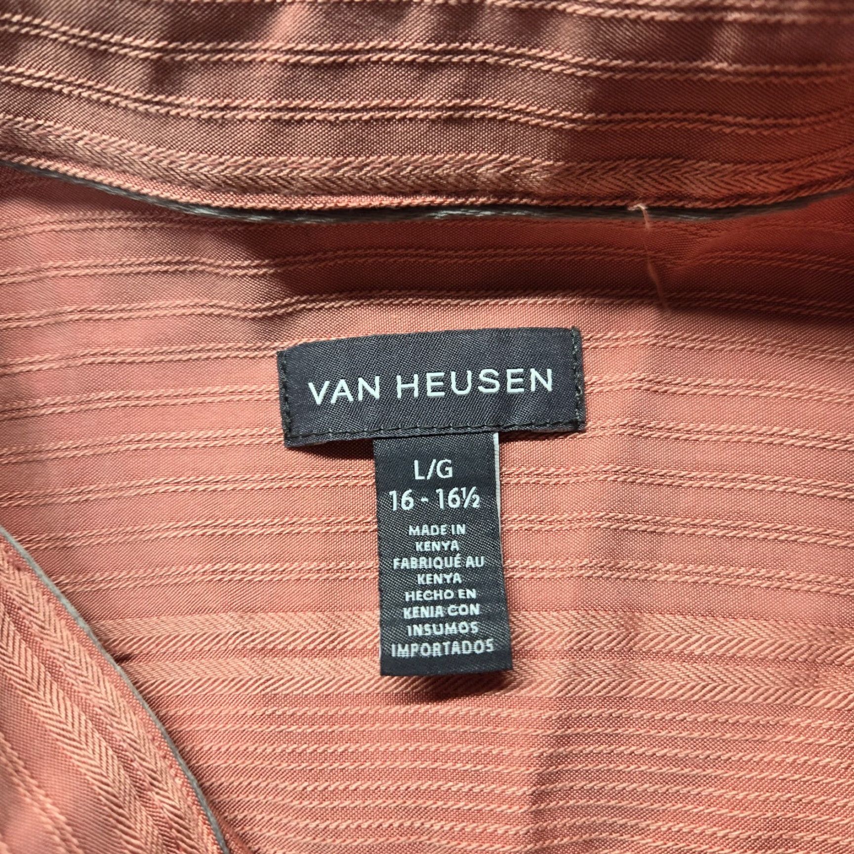 Van Heusen Van Heusen Shirt Mens Button-Up Long Sleeve 16.5 32/33 Pink Wrinkle Free Collared Spin Size US XL / EU 56 / 4 - 2 Thumbnail