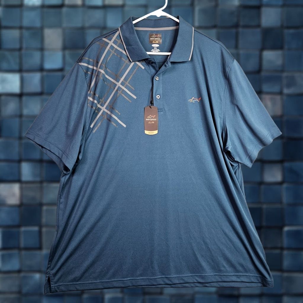 Vintage GREG NORMAN Polo Golf Tee BLUE 2XL Men’s Size XXL Solid Short Sleeve Relaxed Fit Regular Shirt Size US XXL / EU 58 / 5 - 1 Thumbnail
