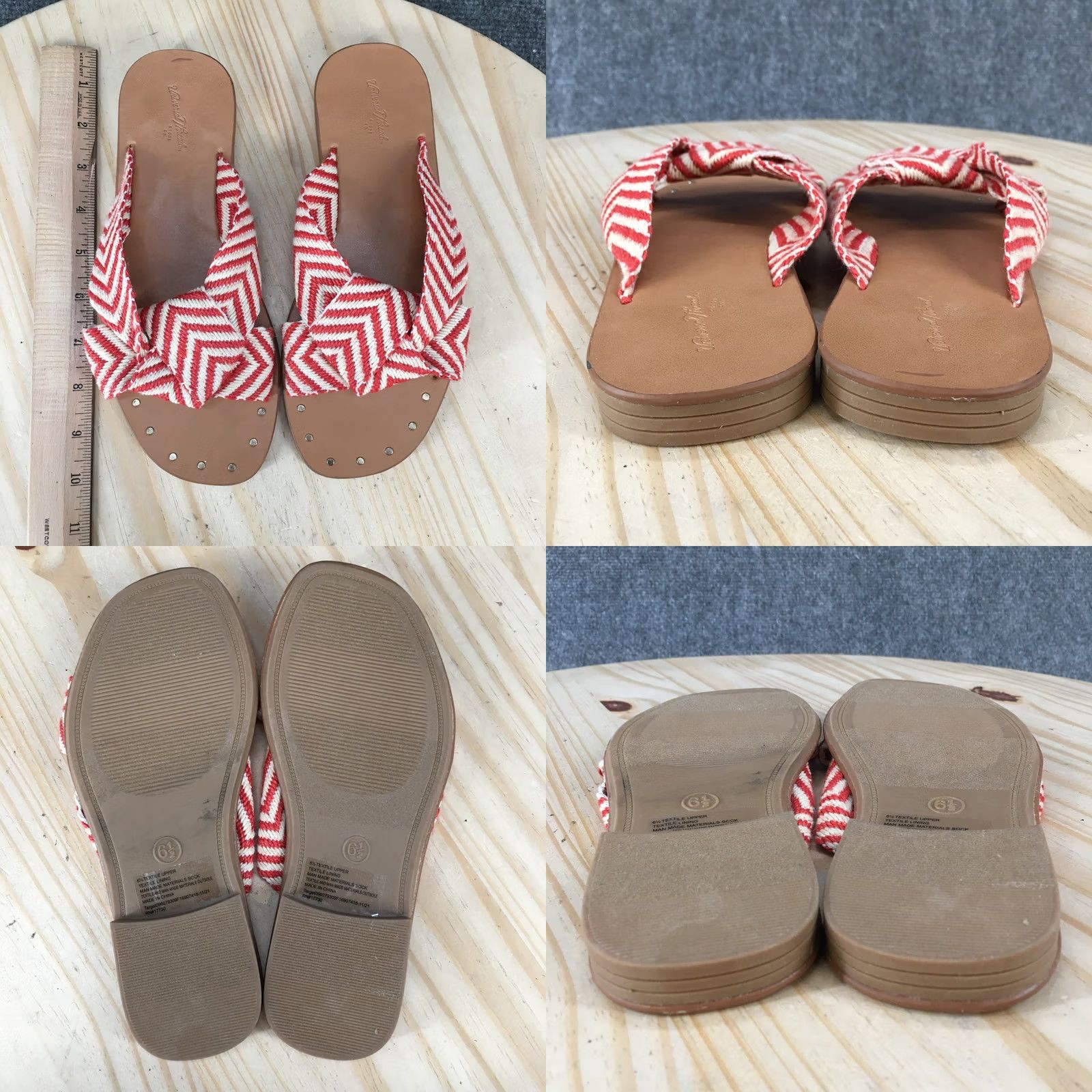 Vintage Universal Thread Sandals Womens 6.5 Louise Chevron Knotted Slide Red Striped SS19 Shoes Womens Slide Red Chevron Knotted Louisa Louise 6.5 Womens Size US 7 / IT 37 - 8 Thumbnail