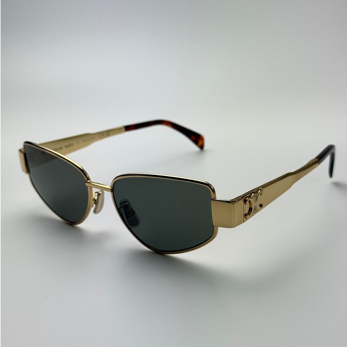 Celine NEW Celine Sunglasses Metal Triomphe CL40293U 30N Gold Green Size ONE SIZE - 4 Thumbnail