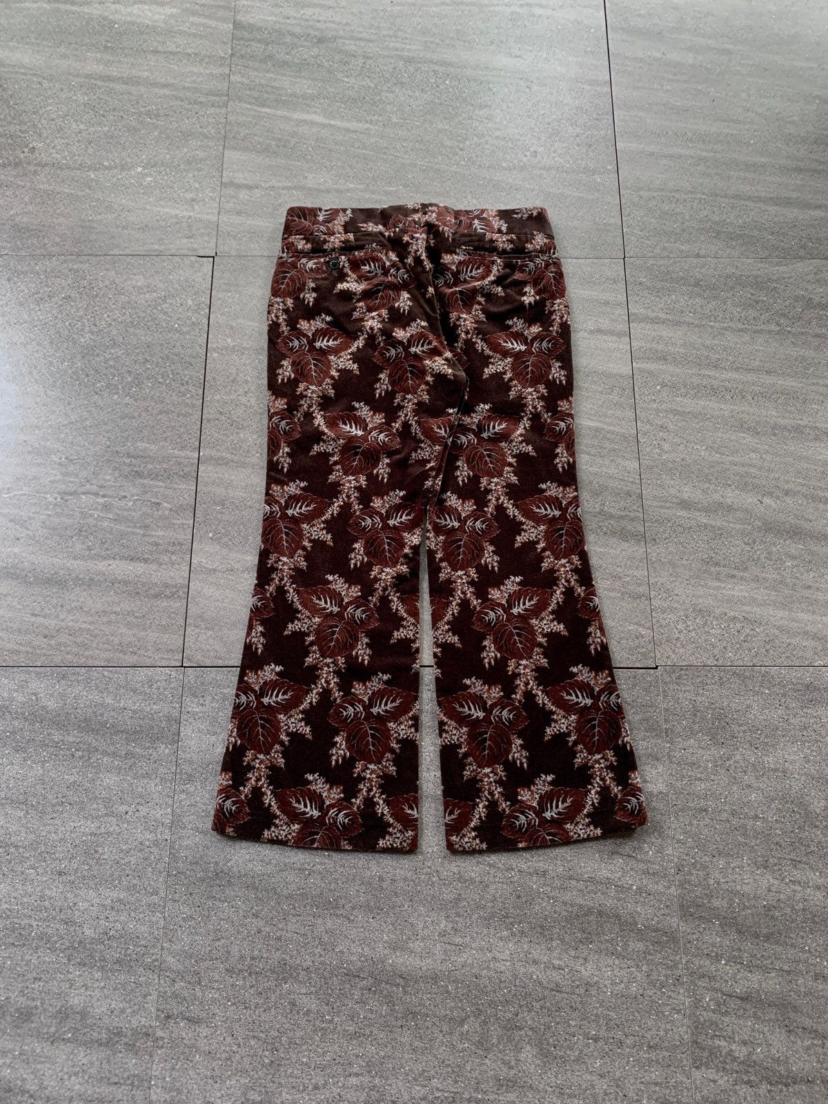 Comme des Garcons FREE TAX! 2001 Floral Velvet Patterned Flared Trousers Size US 29 - 5 Thumbnail