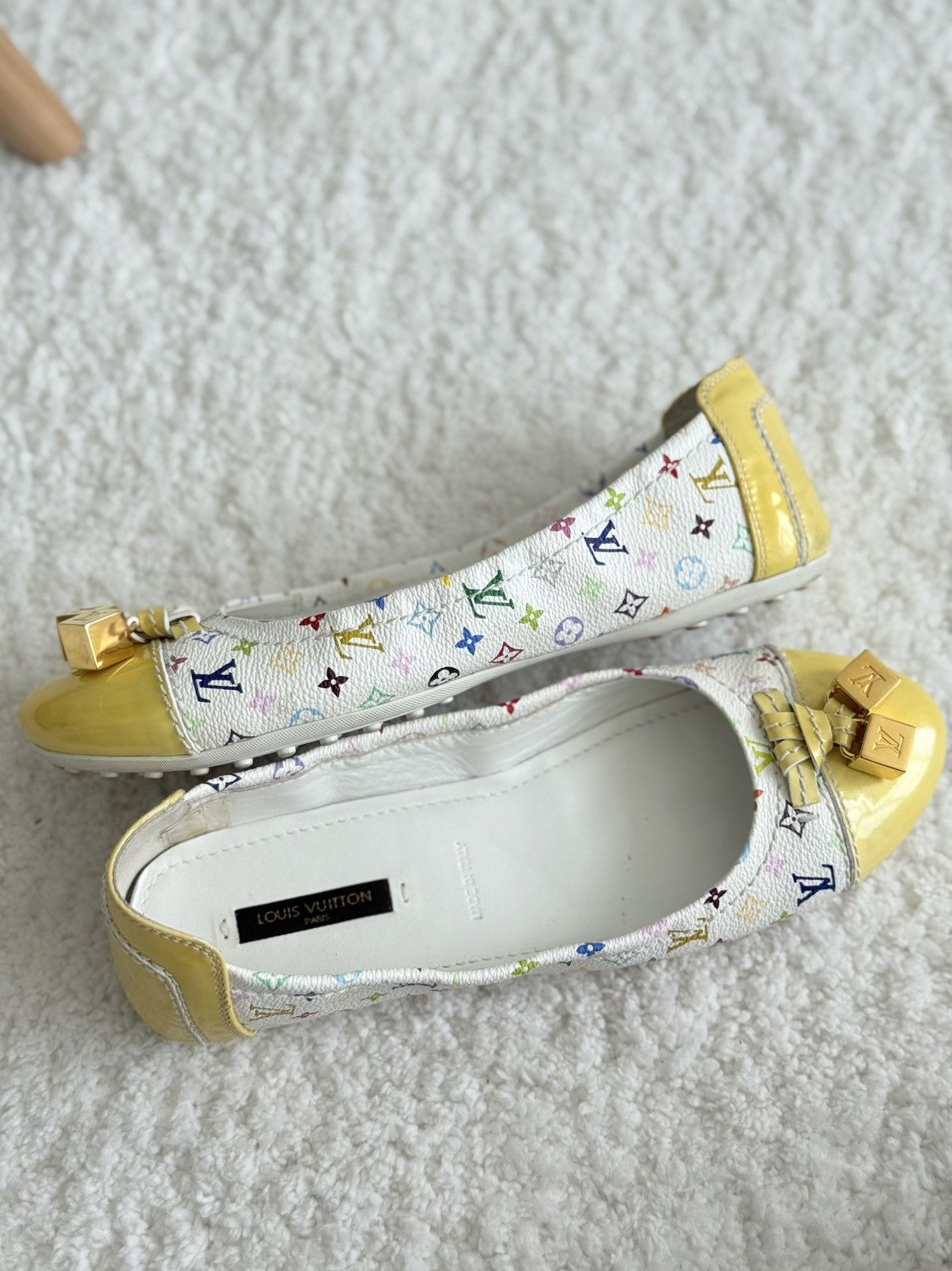 Louis Vuitton × Takashi Murakami LOUIS VUITTON White Monogram Multicolor Ballet Flats Ledies Size US 7 / IT 37 - 9 Thumbnail