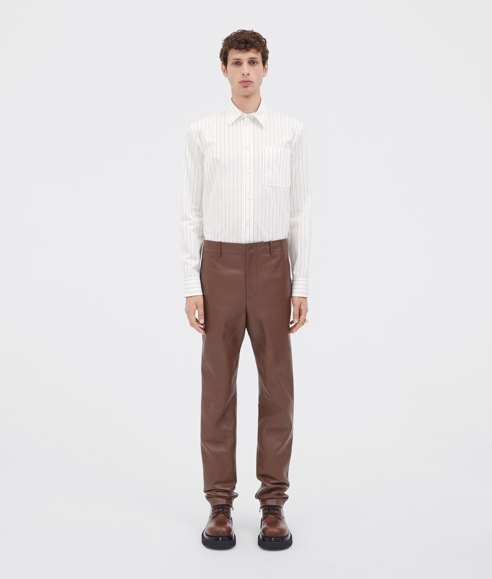 Bottega Veneta Slim Leg Bonded Leather Trousers Size US 32 / EU 48 - 1 Thumbnail