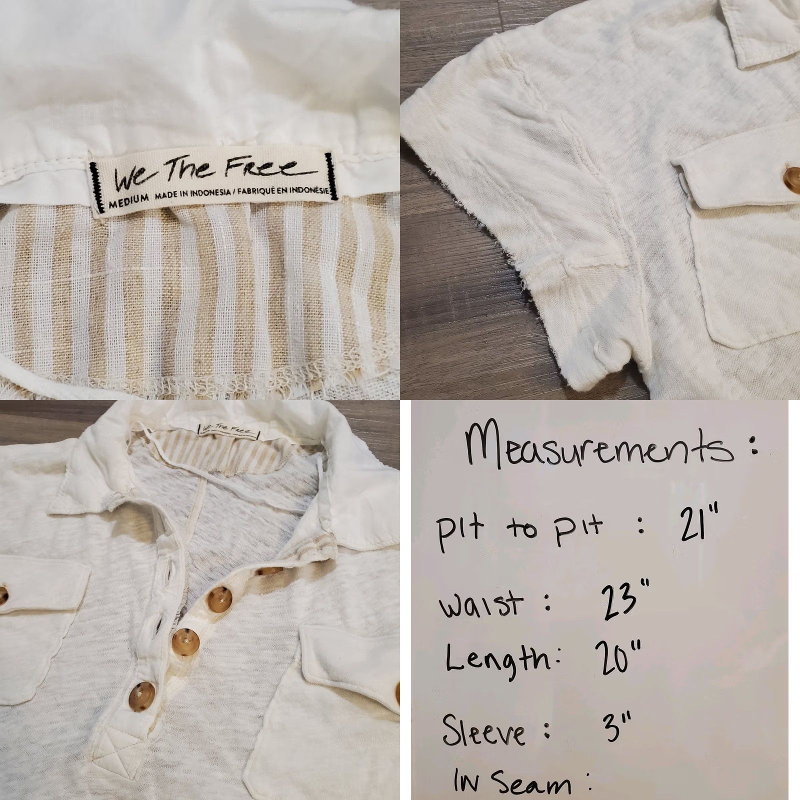 Free People Free People We The Free White Graceland Tee Polo Shirt M White Casual 90s Womens Size M / US 6-8 / IT 42-44 - 8 Thumbnail