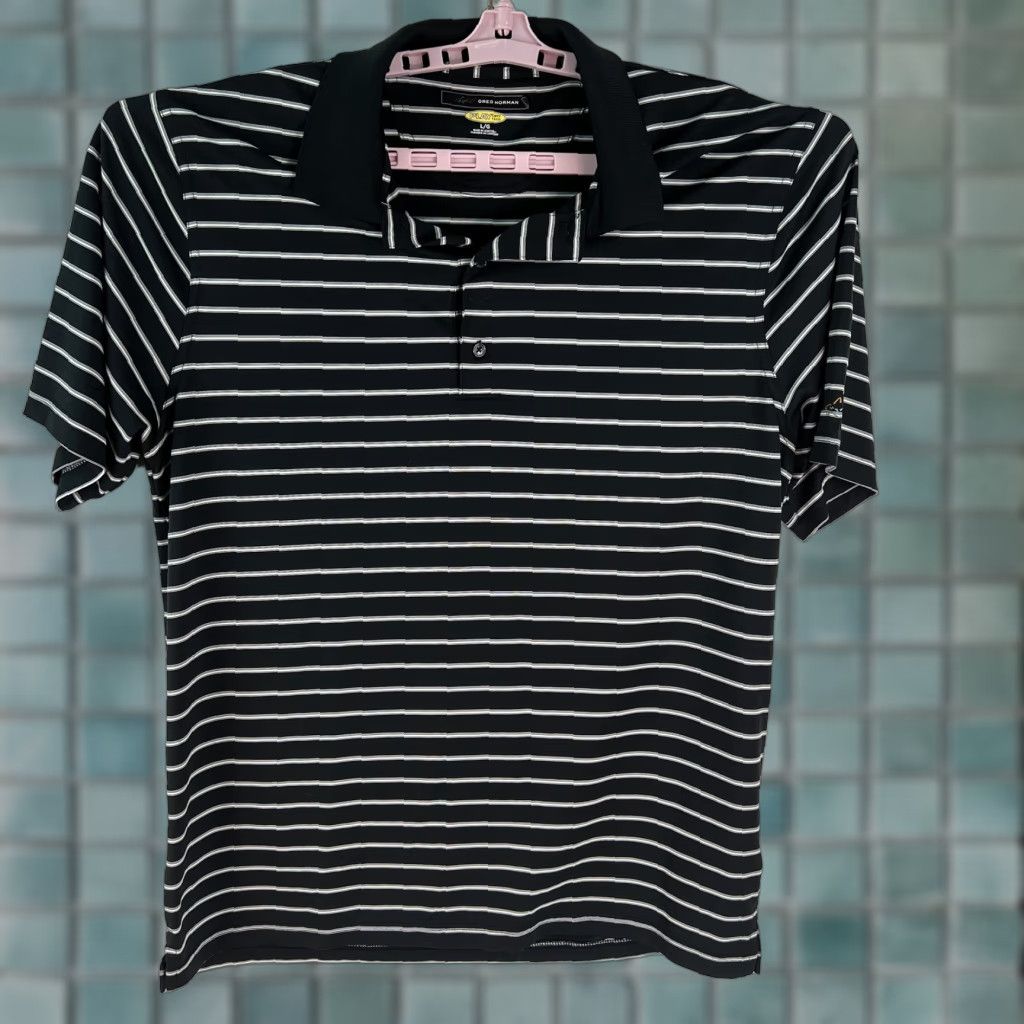 Vintage Greg Norman Polo Shirt Mens Short Sleeve Striped Black Collared Casual Size L Size US L / EU 52-54 / 3 - 1 Thumbnail