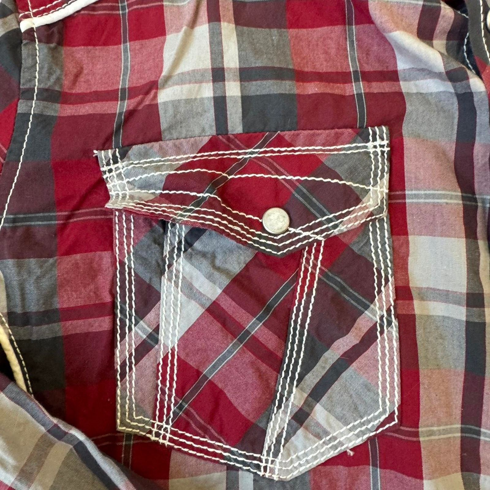 BKE y2k Stitched Red plaid button-up BKE Branded shirt Size US L / EU 52-54 / 3 - 2 Thumbnail
