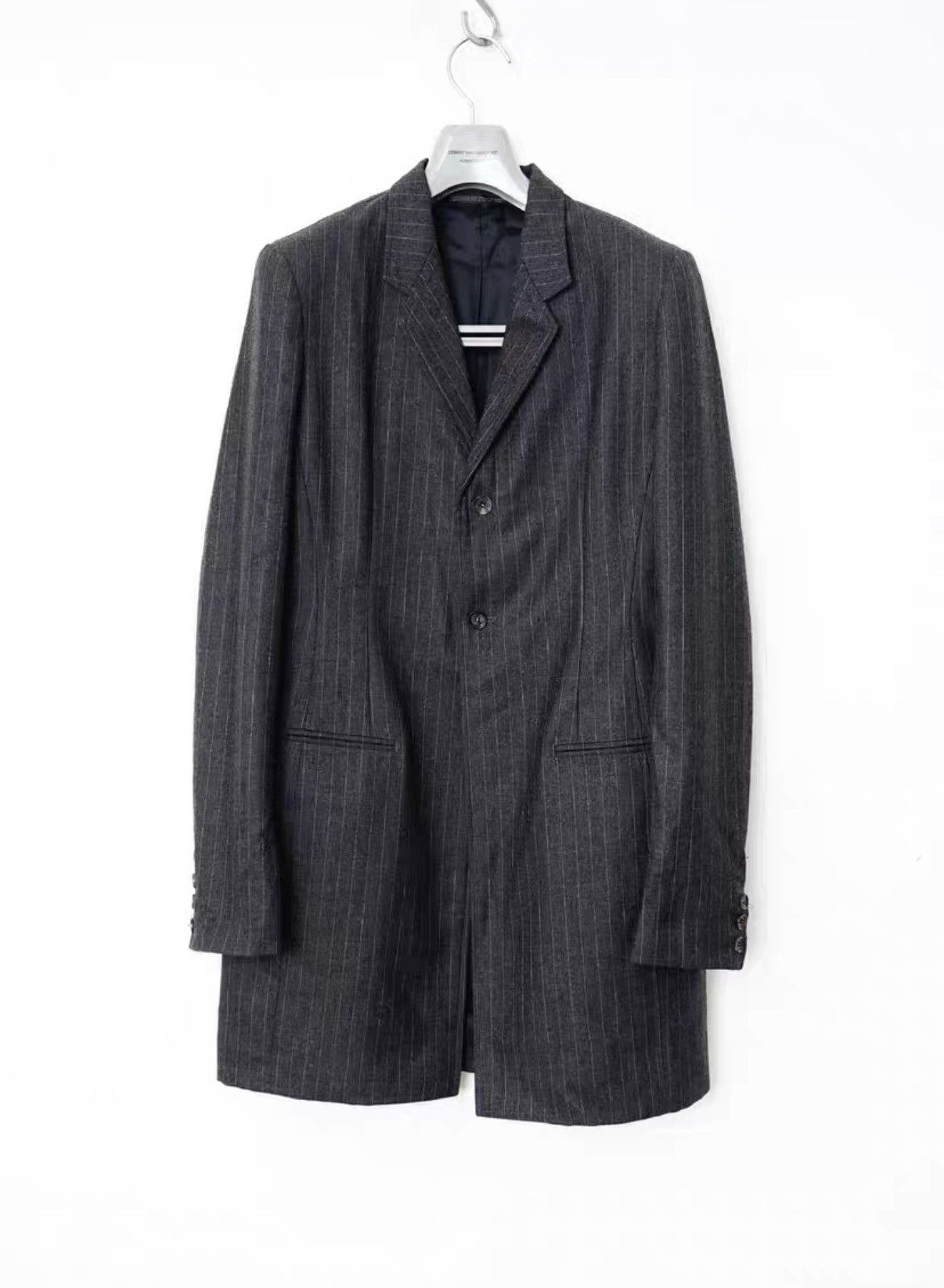 Yohji Yamamoto Yohji Yamamoto Drape Striped Wool Coat Size US M / EU 48-50 / 2 - 1 Thumbnail