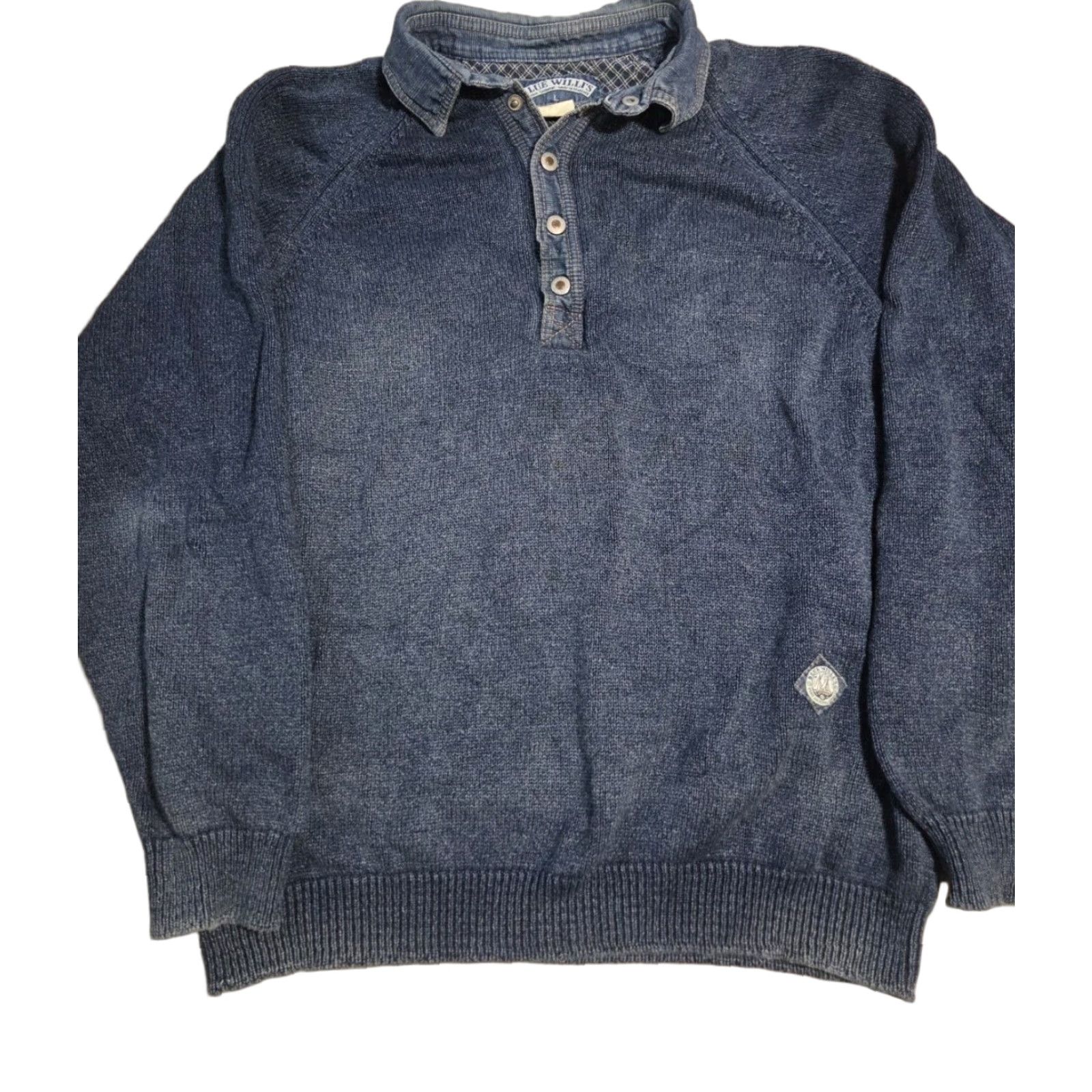 Vintage Blue Willi’s Sweater 1/4 Snap Pullover Men L Blue Made in Denmark Size Large Heavy Size US L / EU 52-54 / 3 - 1 Thumbnail