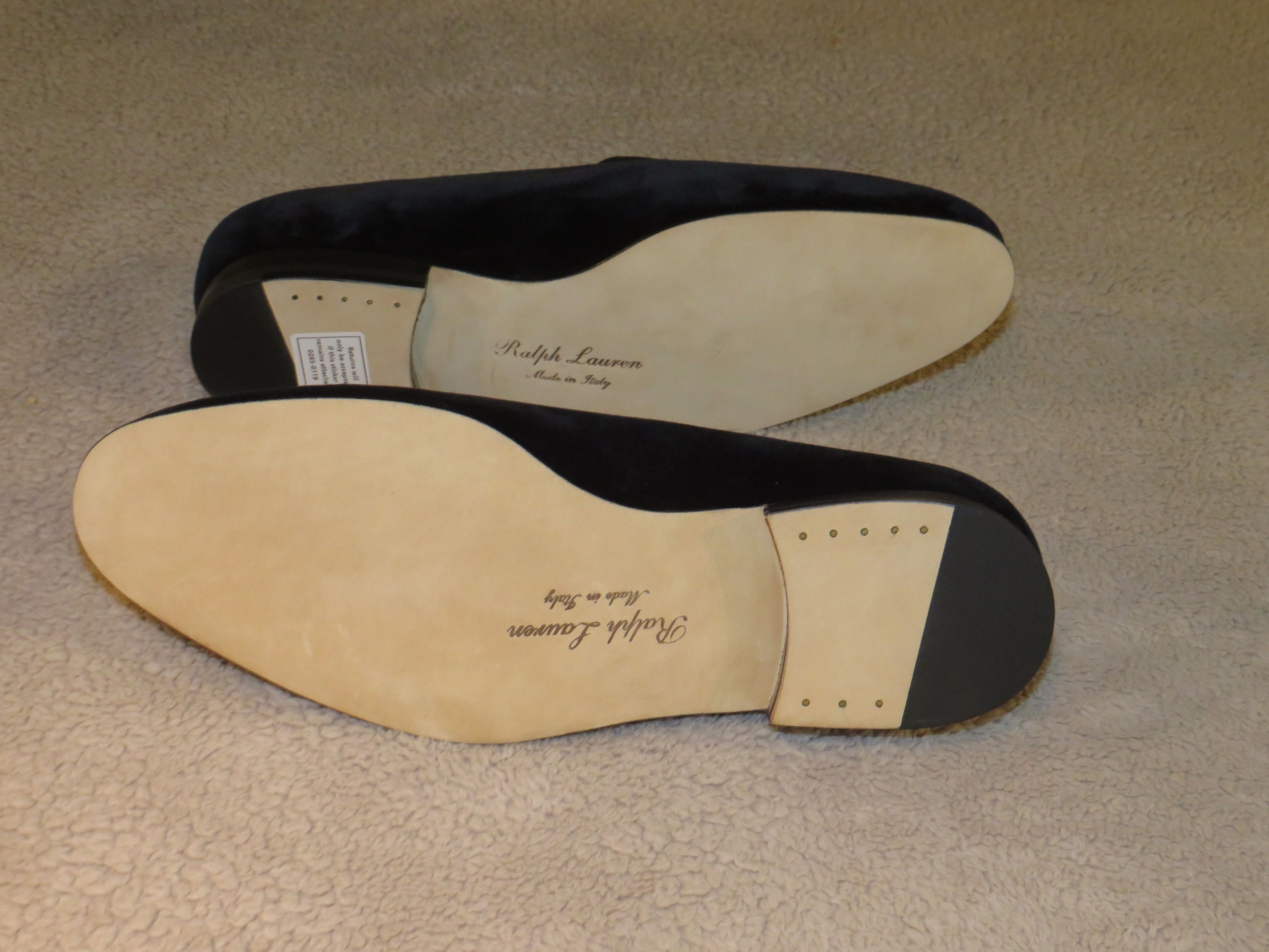 Ralph Lauren Purple Label Alonzo Navy Gold Bullion RL Velvet Slipper 8D NWB Size US 8 / EU 41 - 10 Thumbnail