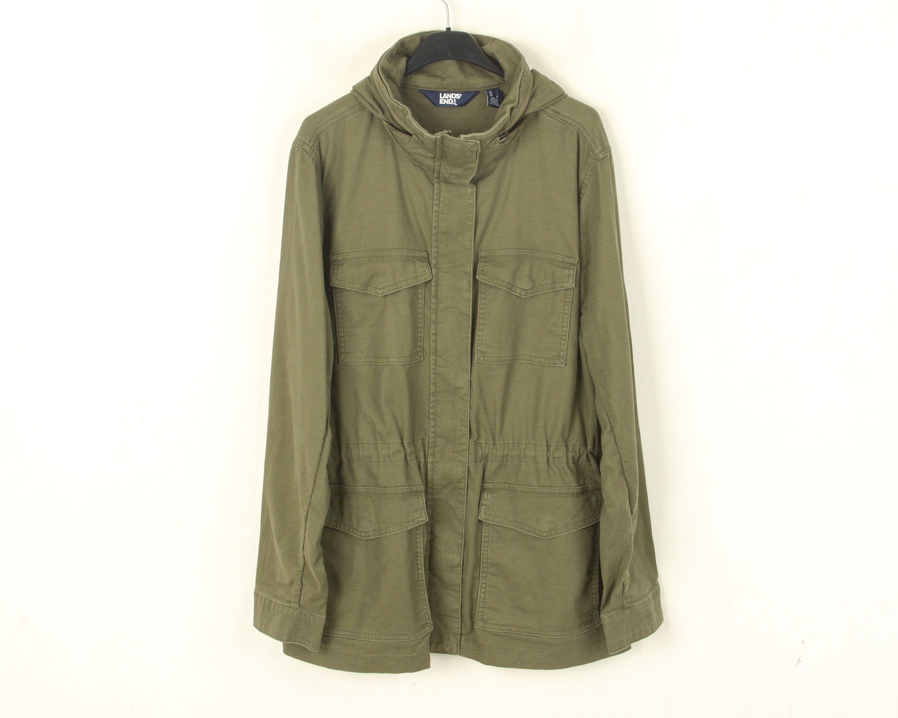 Lands' End Womens L Field Jacket Coat Hooded Parka Cargo Outerwear Size L / US 10 / IT 46 - 1 Thumbnail