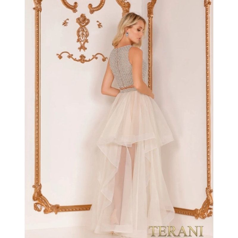 Neiman Marcus Terani Couture Ivory Beaded Ruffle Tiered Maxi Skirt SZ 8 Size 30" / US 8 / IT 44 - 2 Thumbnail