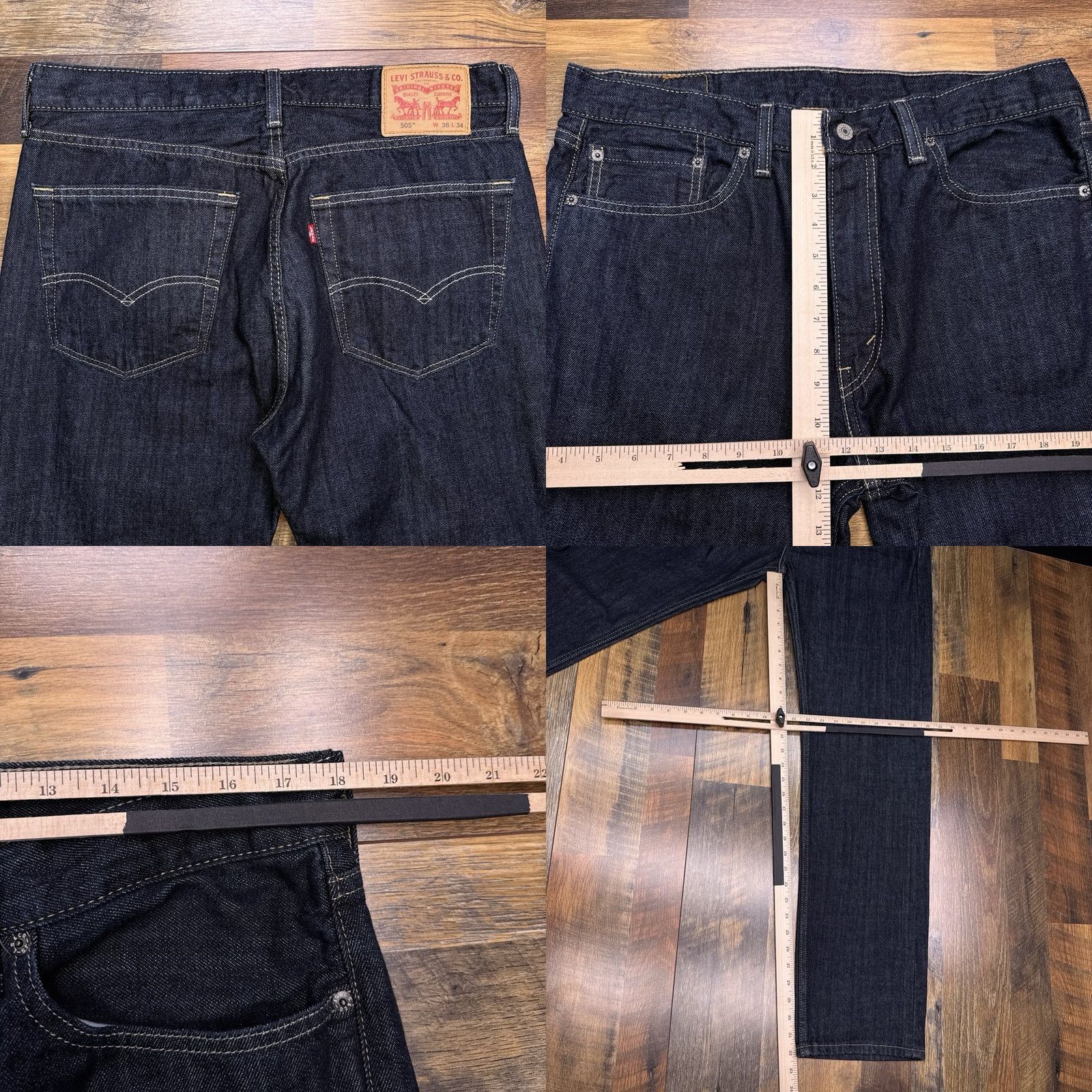 Levi's Levi's 505 Jeans Mens 36x34 Straight Regular Mid Rise Denim Blue 5-Pocket Belt Loops Cotton Regular Inseam 34 Size US 36 / EU 52 - 8 Thumbnail