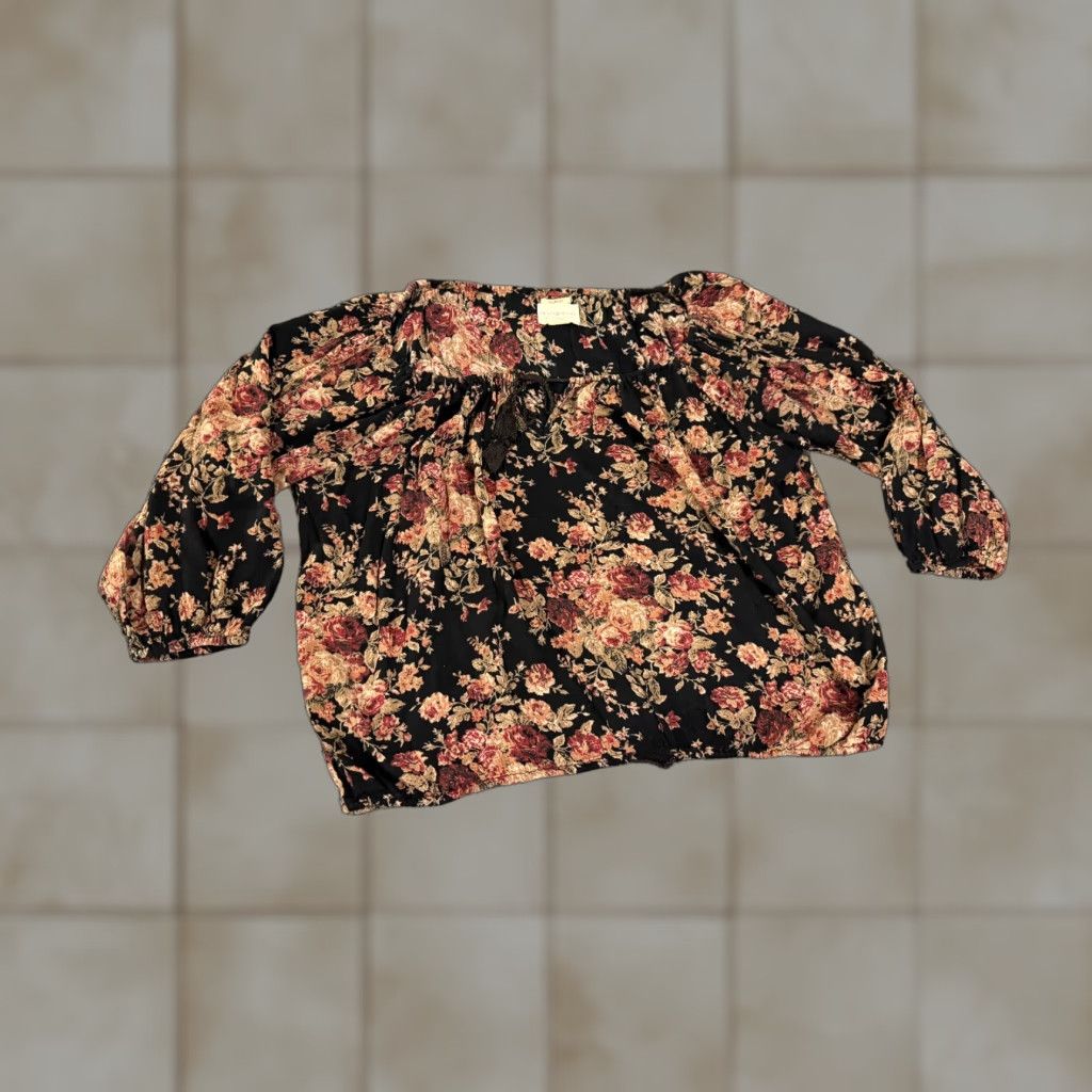 Ralph Lauren Denim & Supply Ralph Lauren Blouse Womens Small Black Floral Long Sleeve Shirt Womens Small Black Floral Long Sleeve Blouse Size S / US 4 / IT 40 - 1 Thumbnail