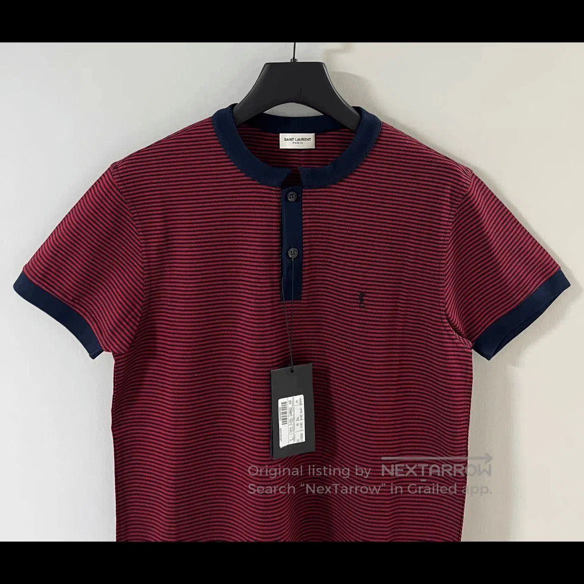 Saint Laurent Paris Saint Laurent Paris Henry Neck Red Stripe Tee. Size US S / EU 44-46 / 1 - 3 Thumbnail