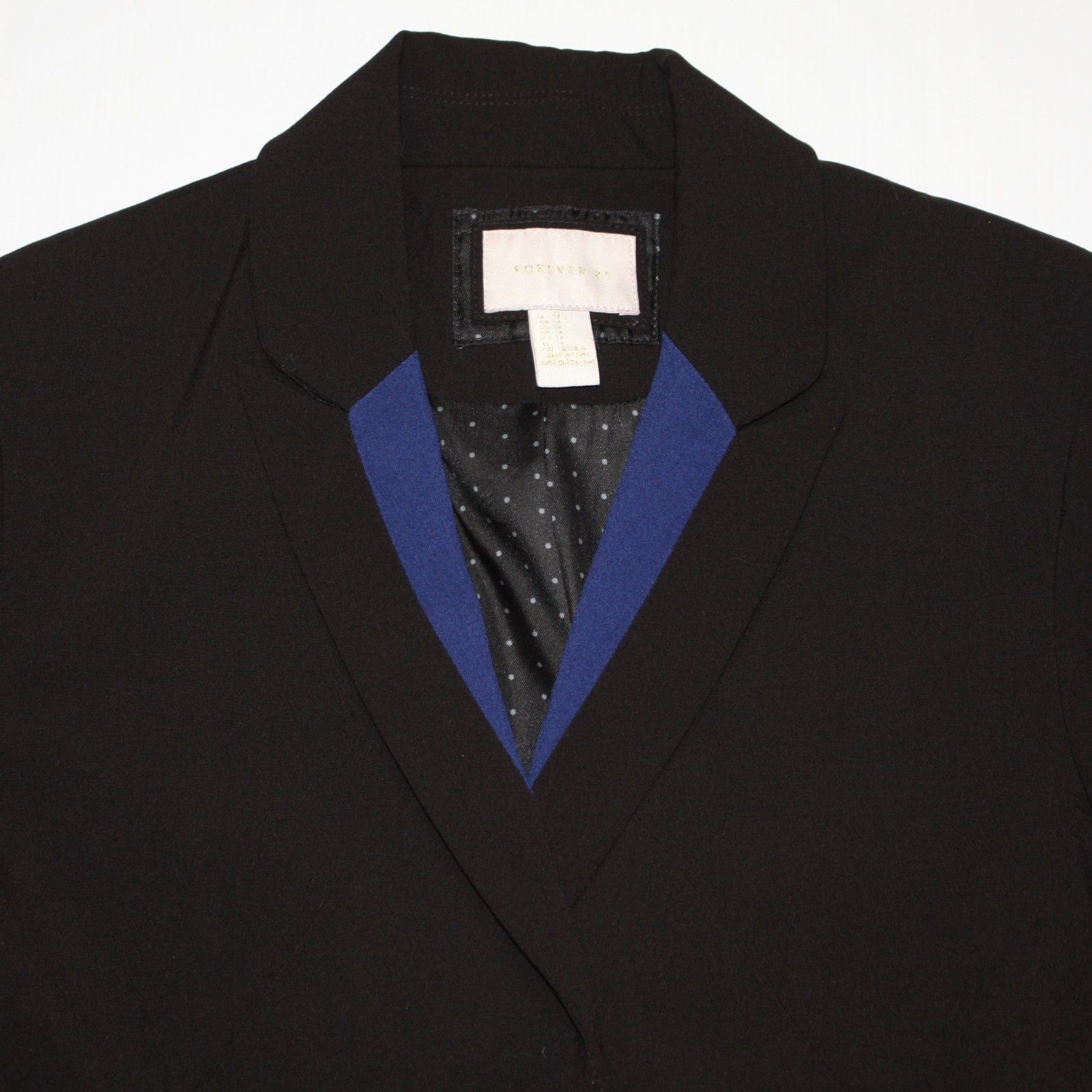 Forever 21 Colorblock Blue Lapel Blazer Jacket in Black Color size M Size M / US 6-8 / IT 42-44 - 2 Thumbnail