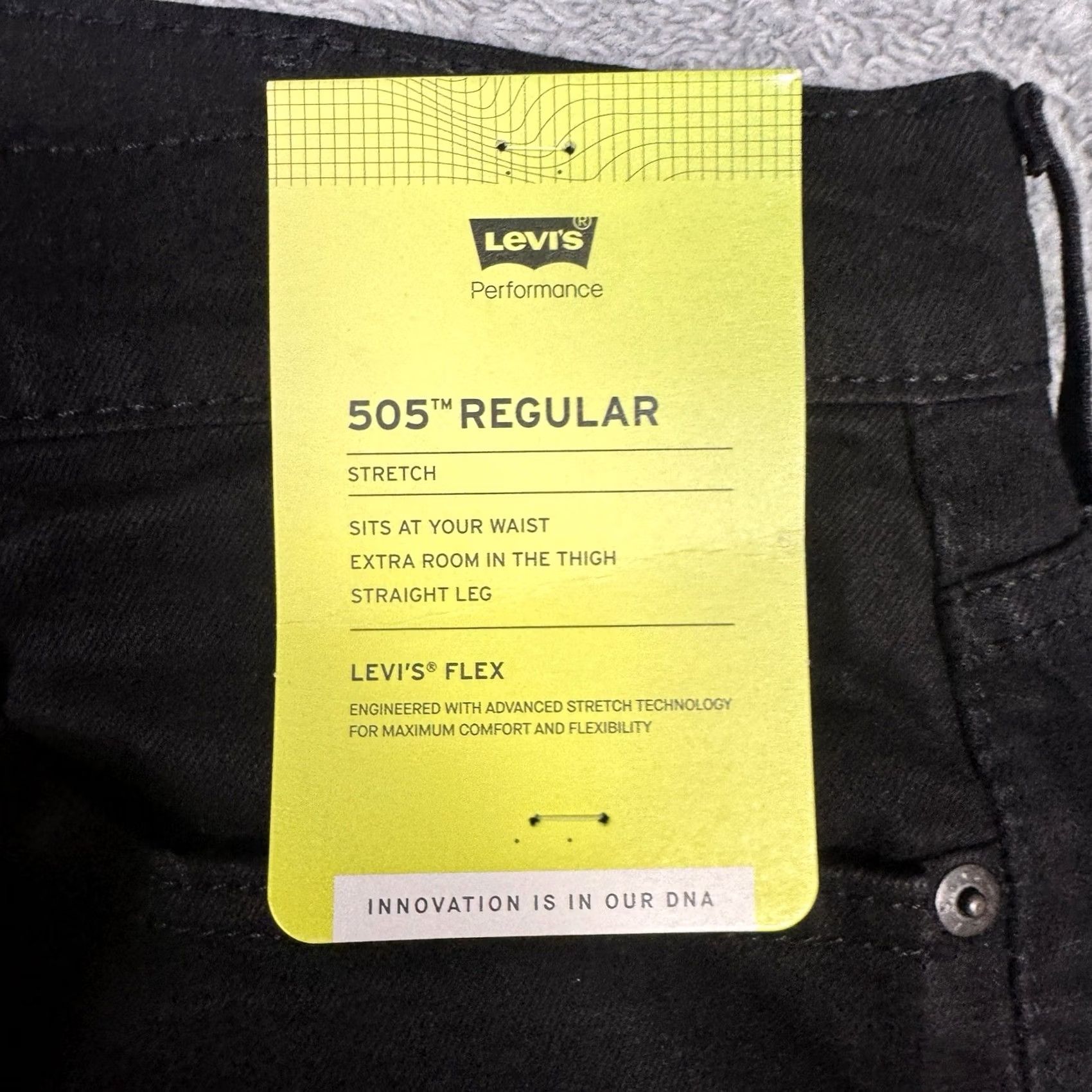 Levi's Levis 505 Jeans Mens 40x30 Regular Fit Flex Stretch Black Denim Performance Size US 40 / EU 56 - 5 Thumbnail