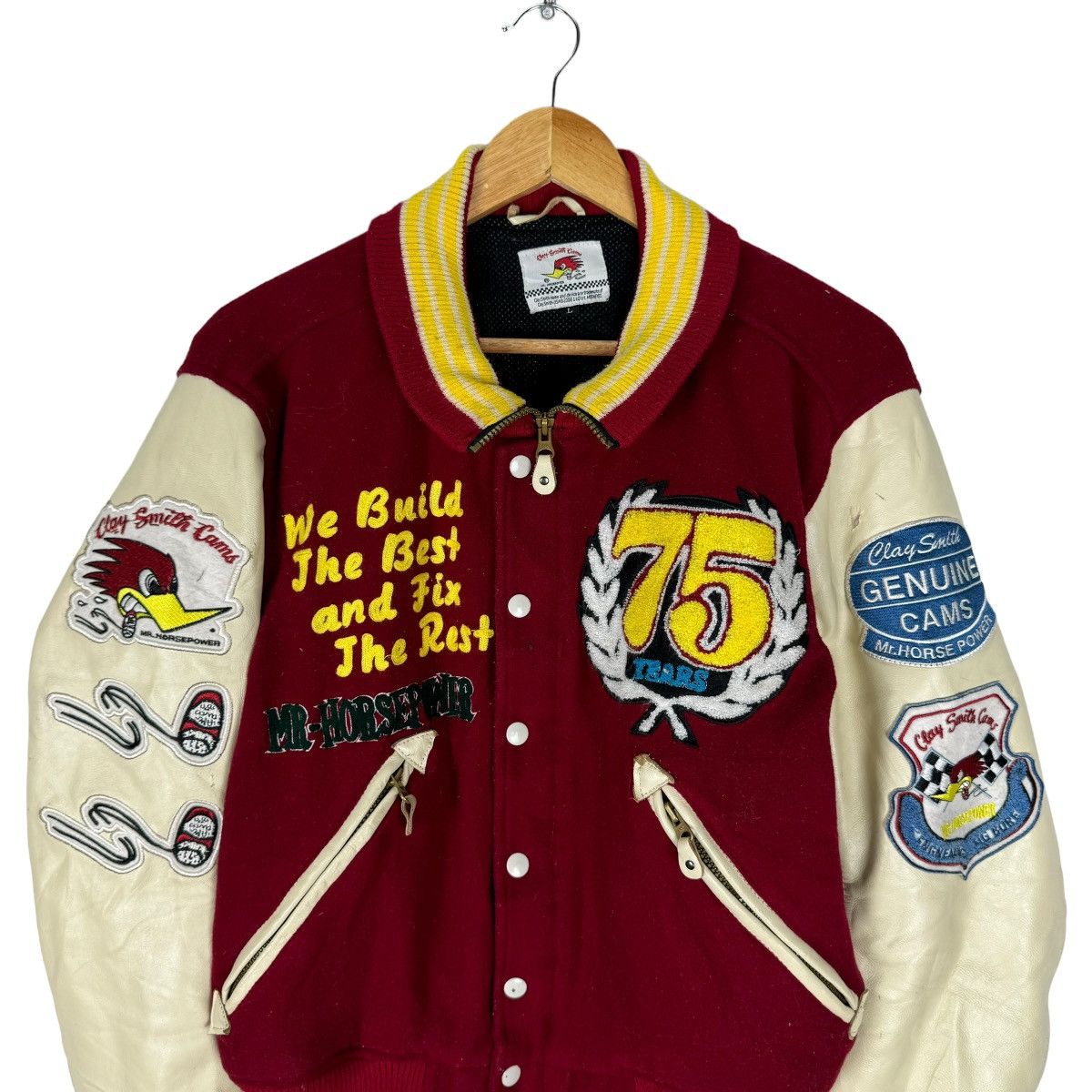 Sports Specialties ☀️CLAYSMITH MOONEYES FW2006 COWHIDE LEATHER VARSITY JACKET Size US L / EU 52-54 / 3 - 2 Thumbnail