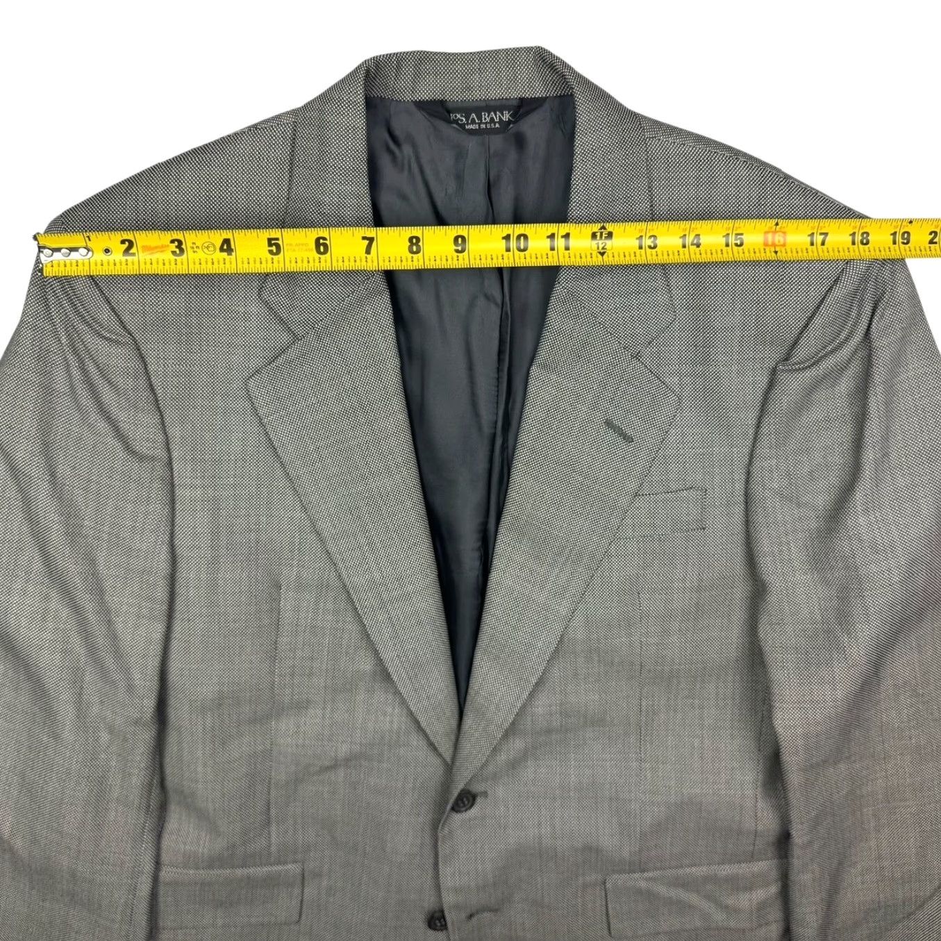 Jos. A. Bank VINTAGE Jos. A Bank Men's Blazer 2-Button Wool Gray Herringbone 40S Notch Lapel Mens Size 40R - 5 Thumbnail