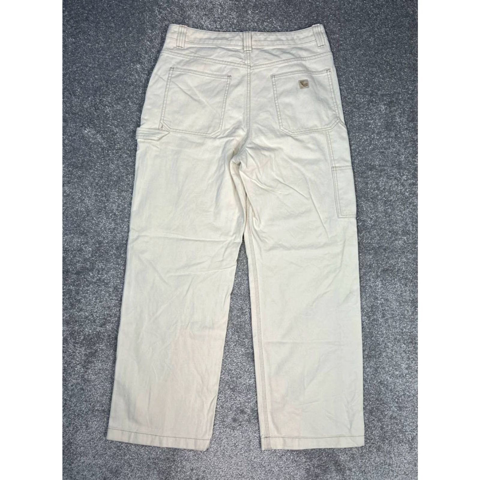 TNA Tna Carpenter Pants Womens 10 Beige Canvas Logo Cotton High Rise Straight Leg Size 32" / US 10 / IT 46 - 2 Thumbnail