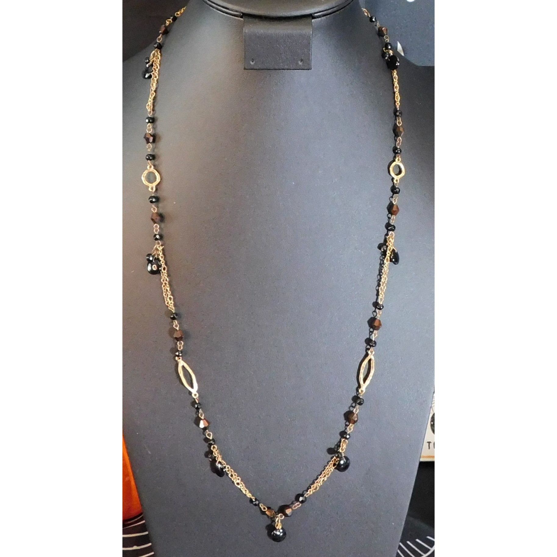 Express Express Glam Goth Art Deco Black And Gold Tone Necklace Size ONE SIZE - 1 Thumbnail