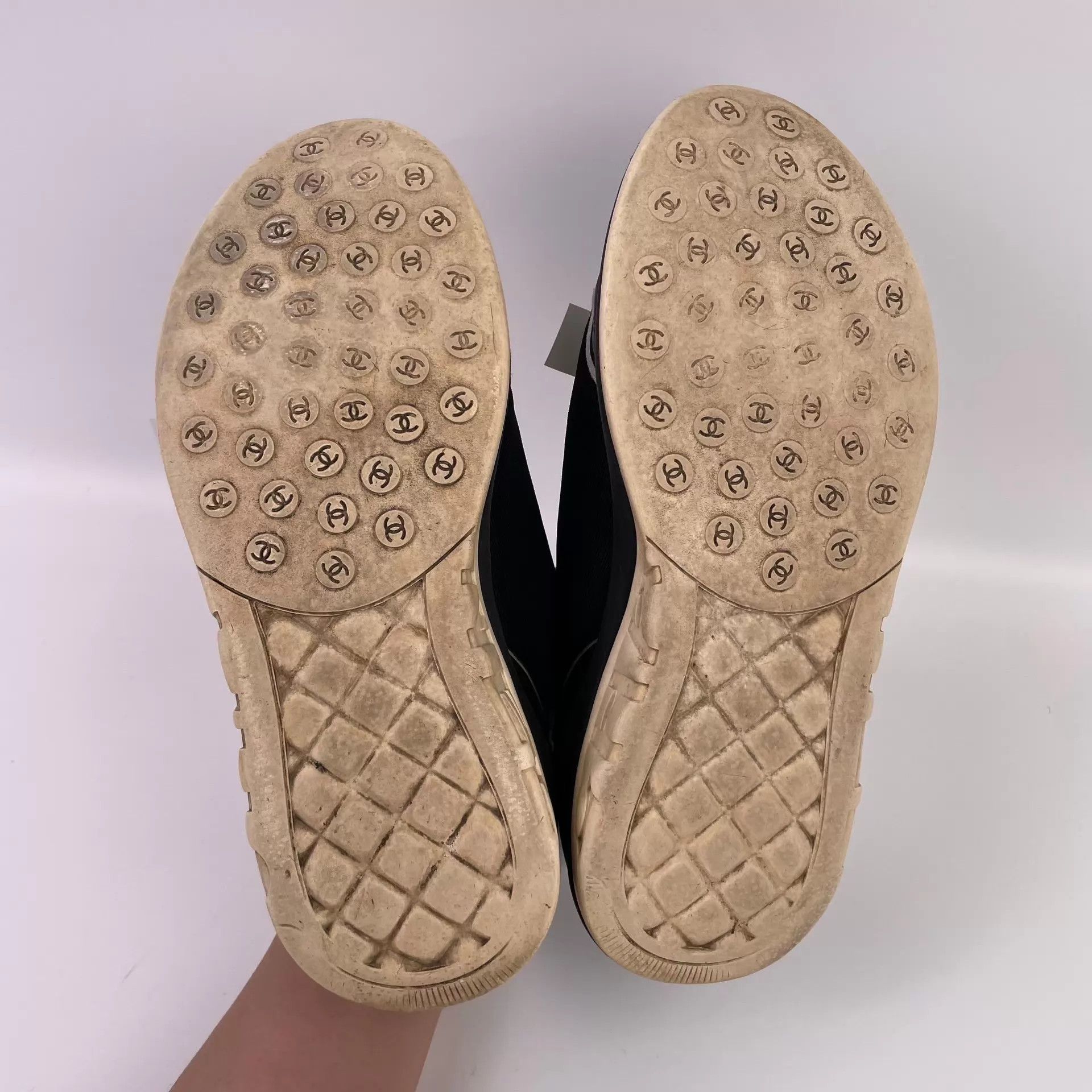 Chanel CHANEL Tulle & Lycra Panelled Sneakers 38 Black White Size US 7.5 / IT 37.5 - 2 Thumbnail