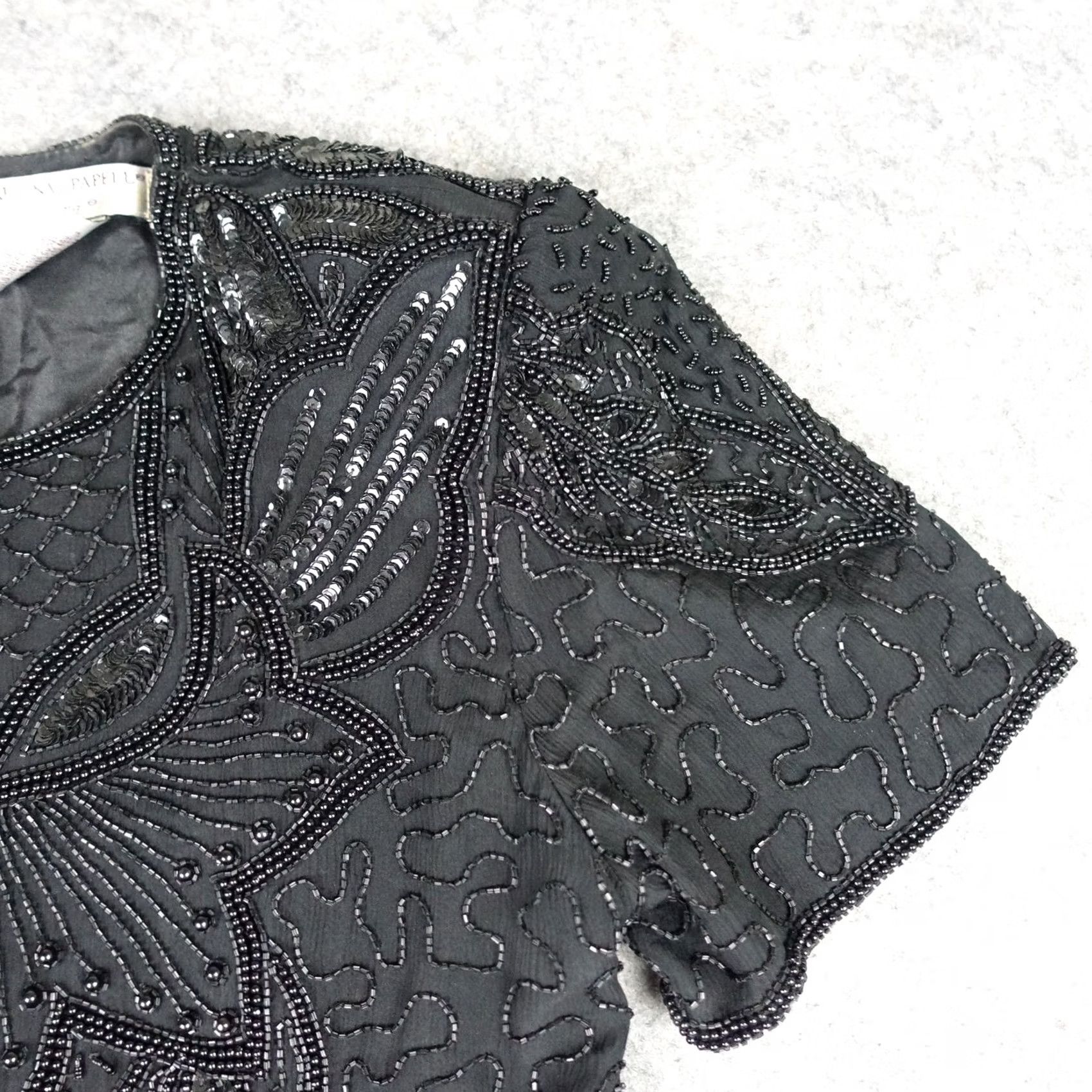 Adrianna Papell VINTAGE Adrianna Papell Dress Womens 12 Silk Beaded Sequin Evening Gown 90s VTG Size XL / US 12-14 / IT 48-50 - 4 Thumbnail